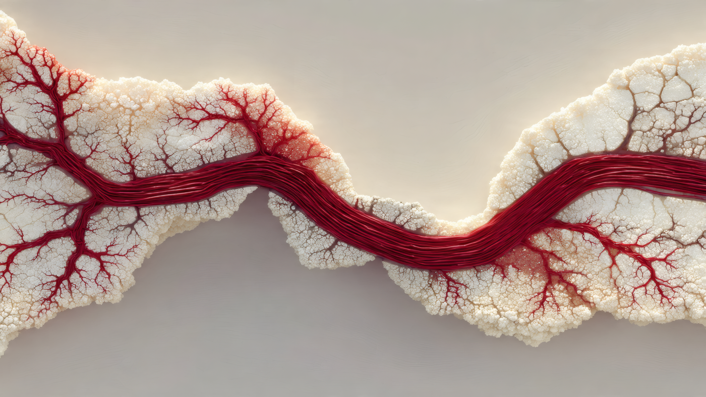 Abstract Red Veins and White Coral Pattern