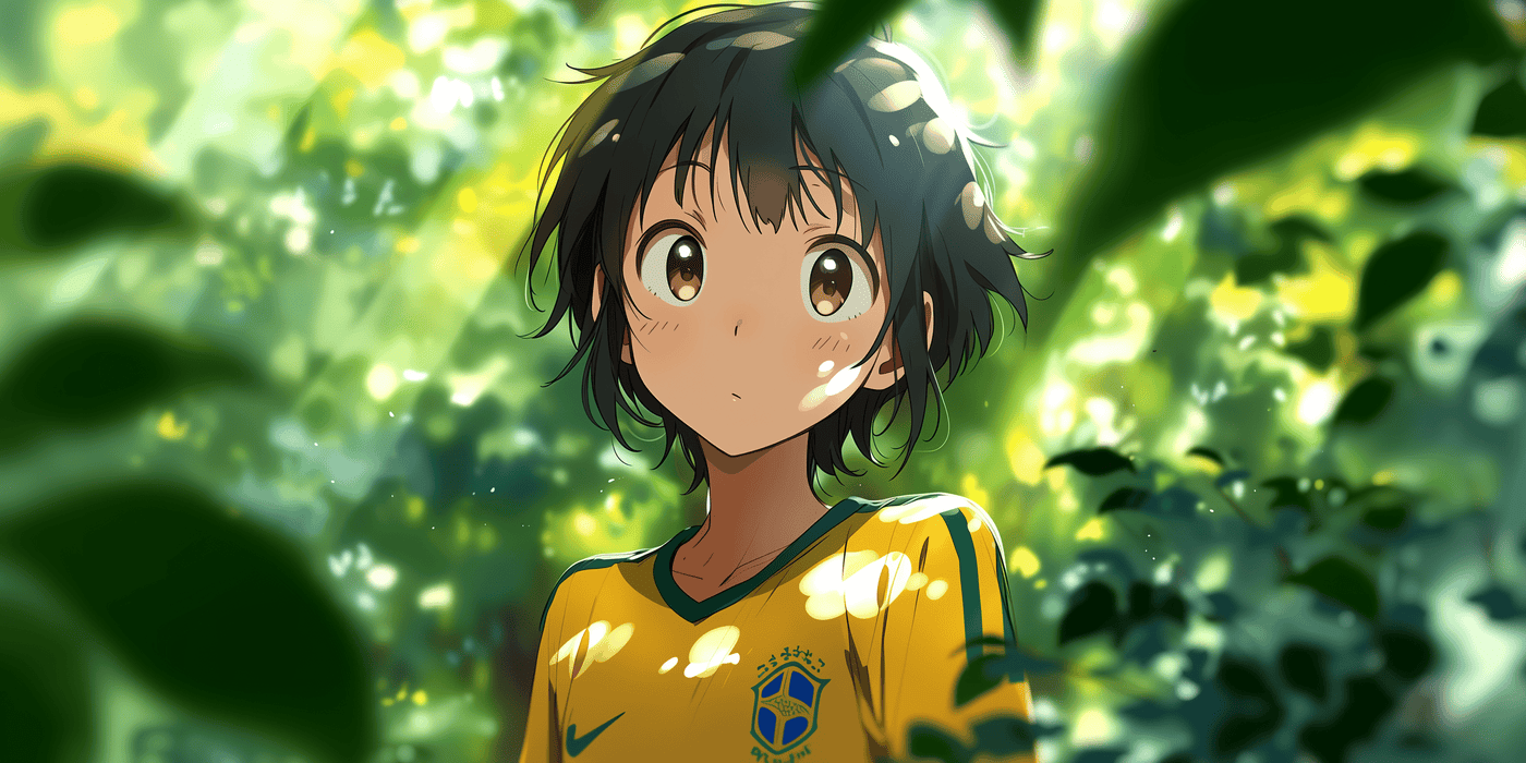 Anime Girl Wearing Brazil Soccer Jersey