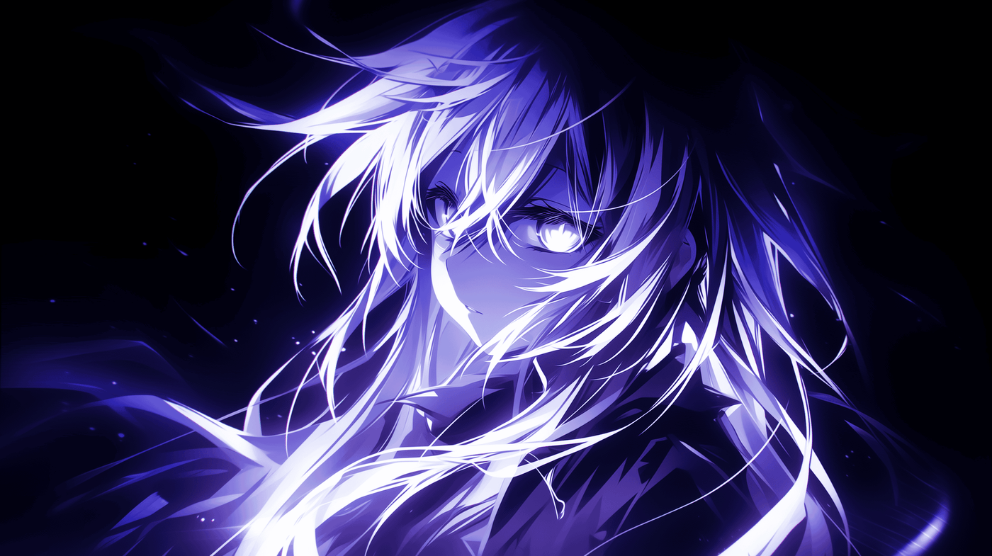 Purple Anime Girl Glowing Art