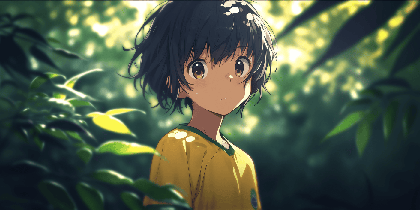 Anime Character in a Green Forest Scene
