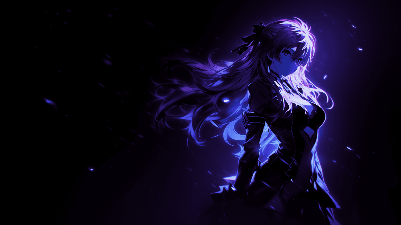 Beautiful Anime Girl in Dark Purple