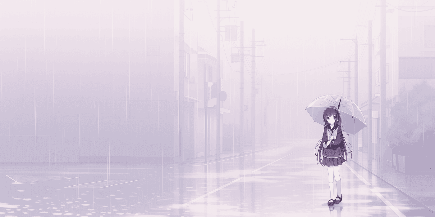 Anime Girl with Umbrella in the Rain