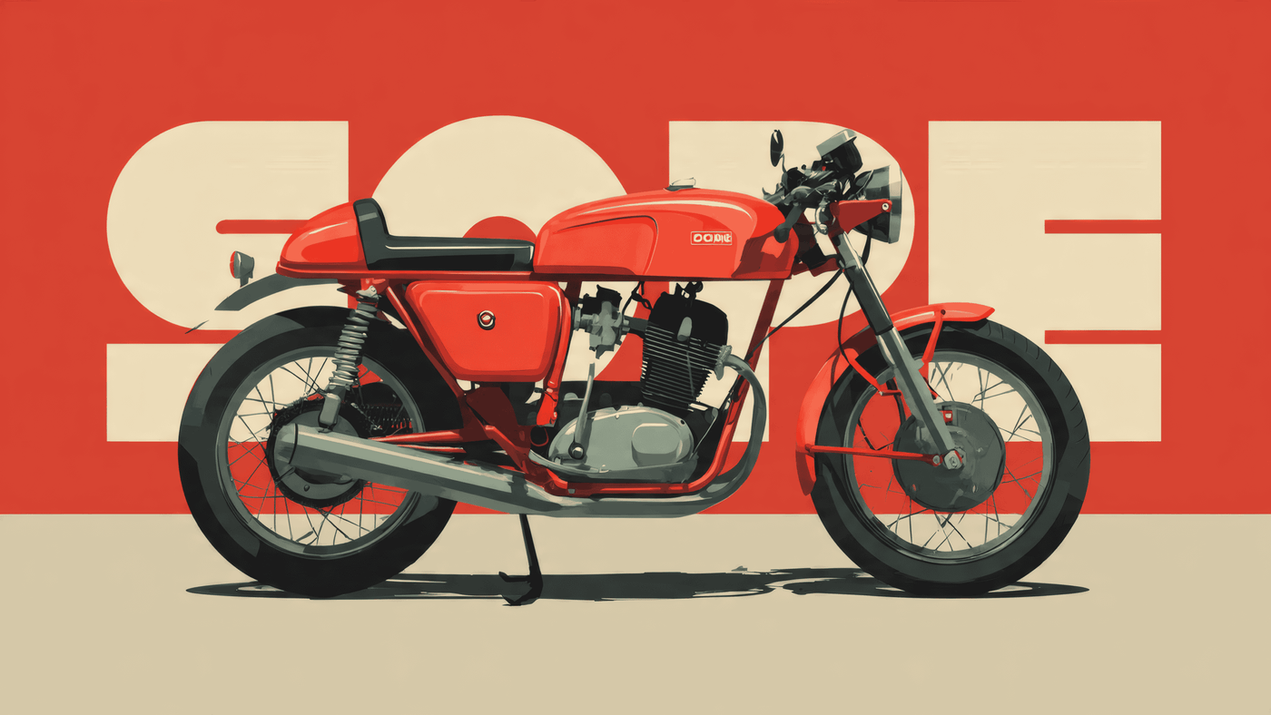 Classic Red Motorcycle Illustration