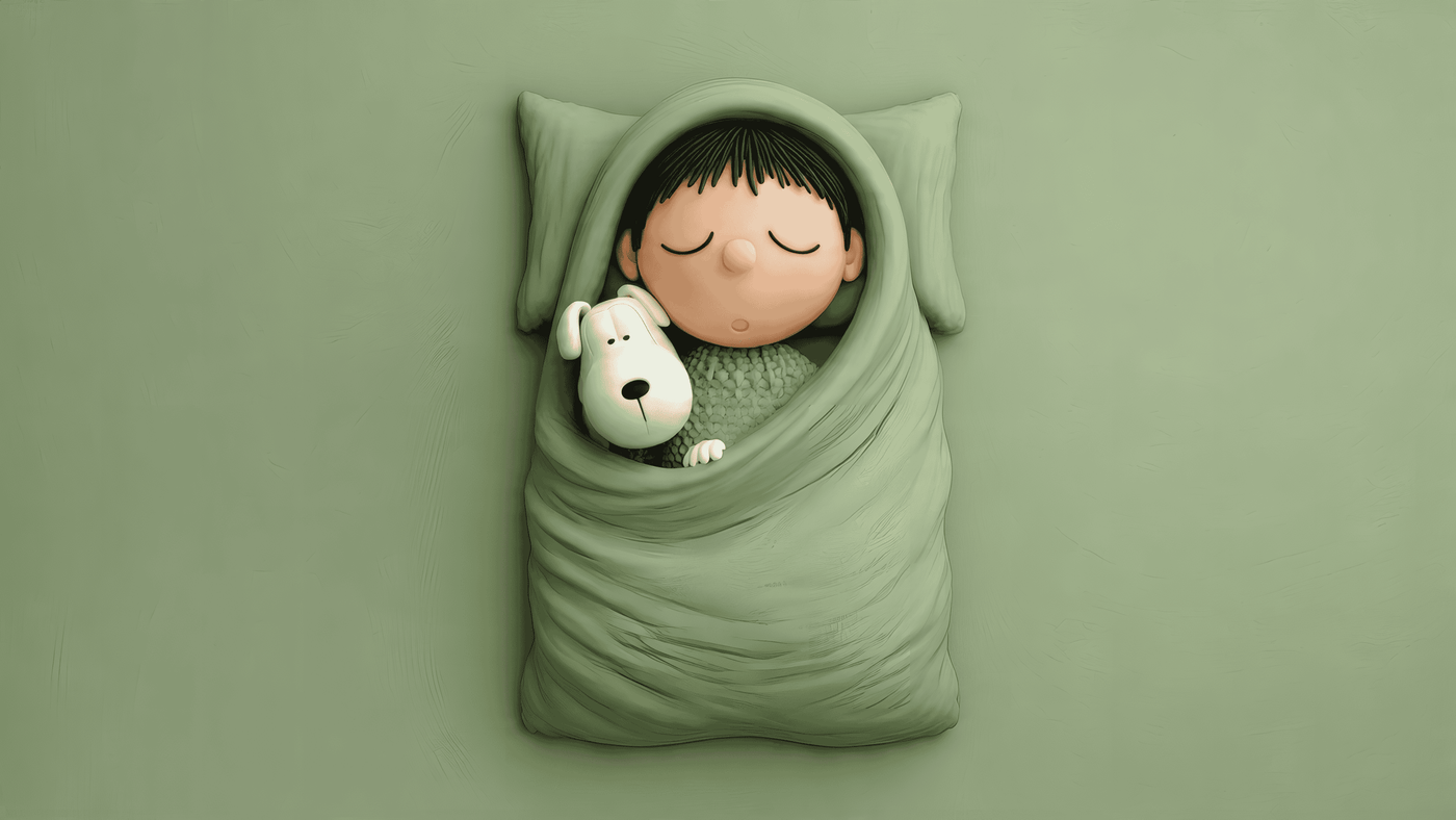 Boy Sleeping with Stuffed Animal Dog