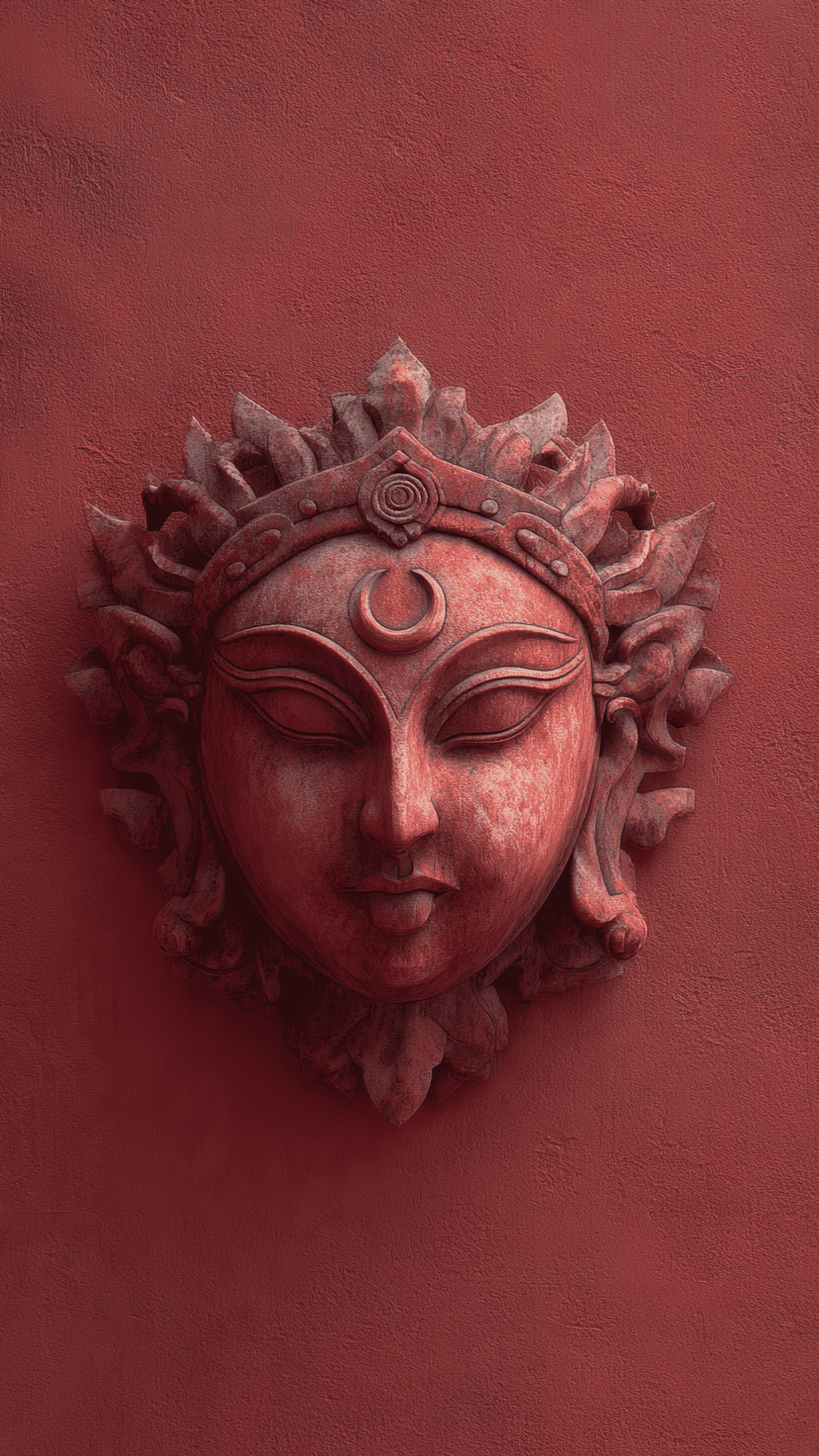 Durga Goddess Sculpture on Red Background