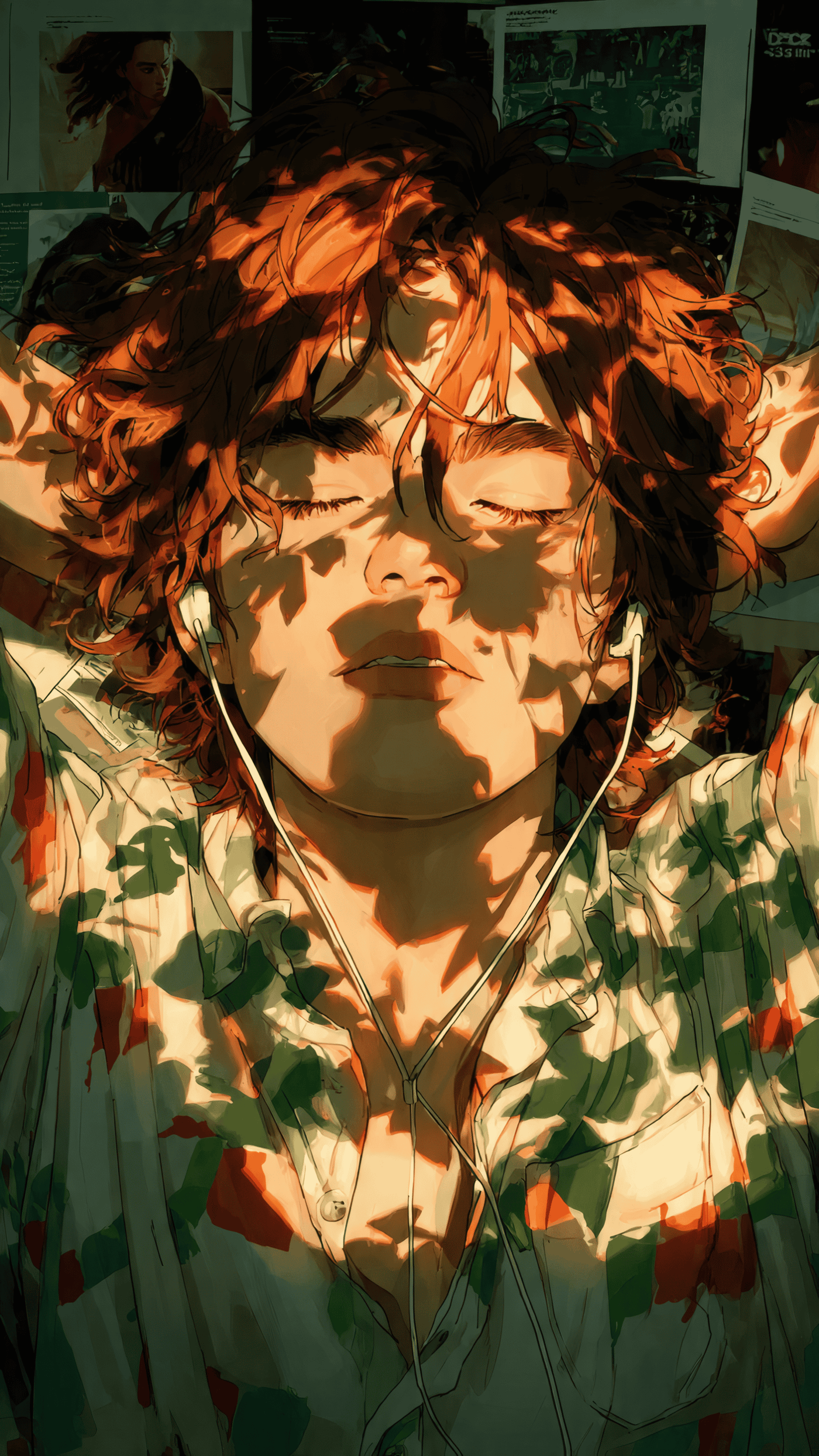 Person with Headphones Lying in Sunlight