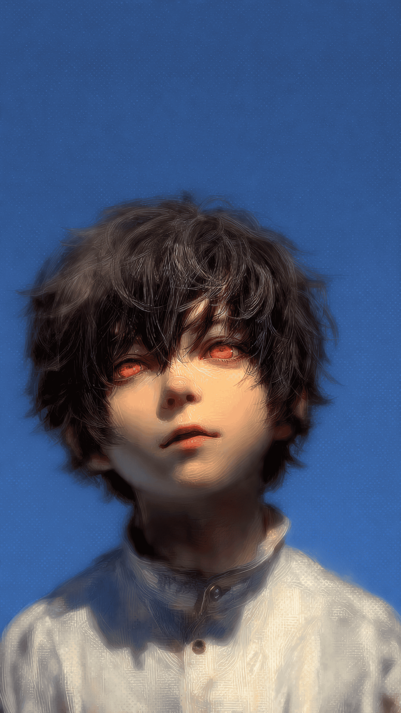 Anime Boy Portrait with Red Eyes