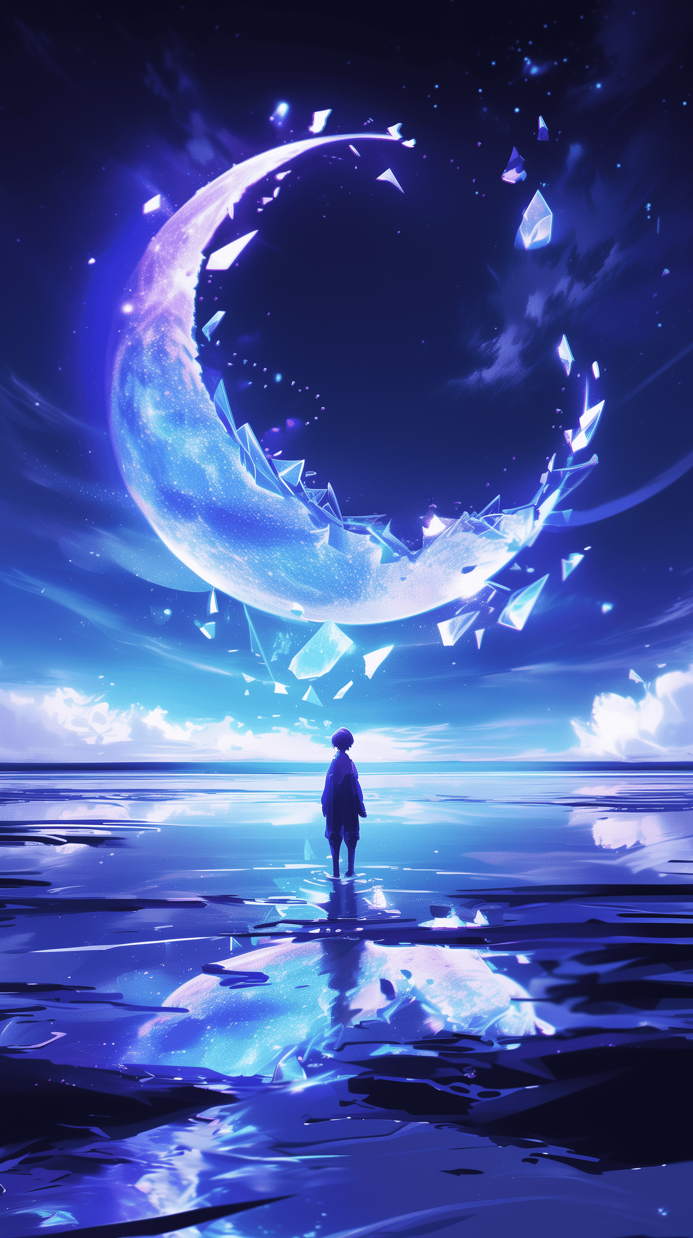 Person and Crescent Moon Fantasy Art