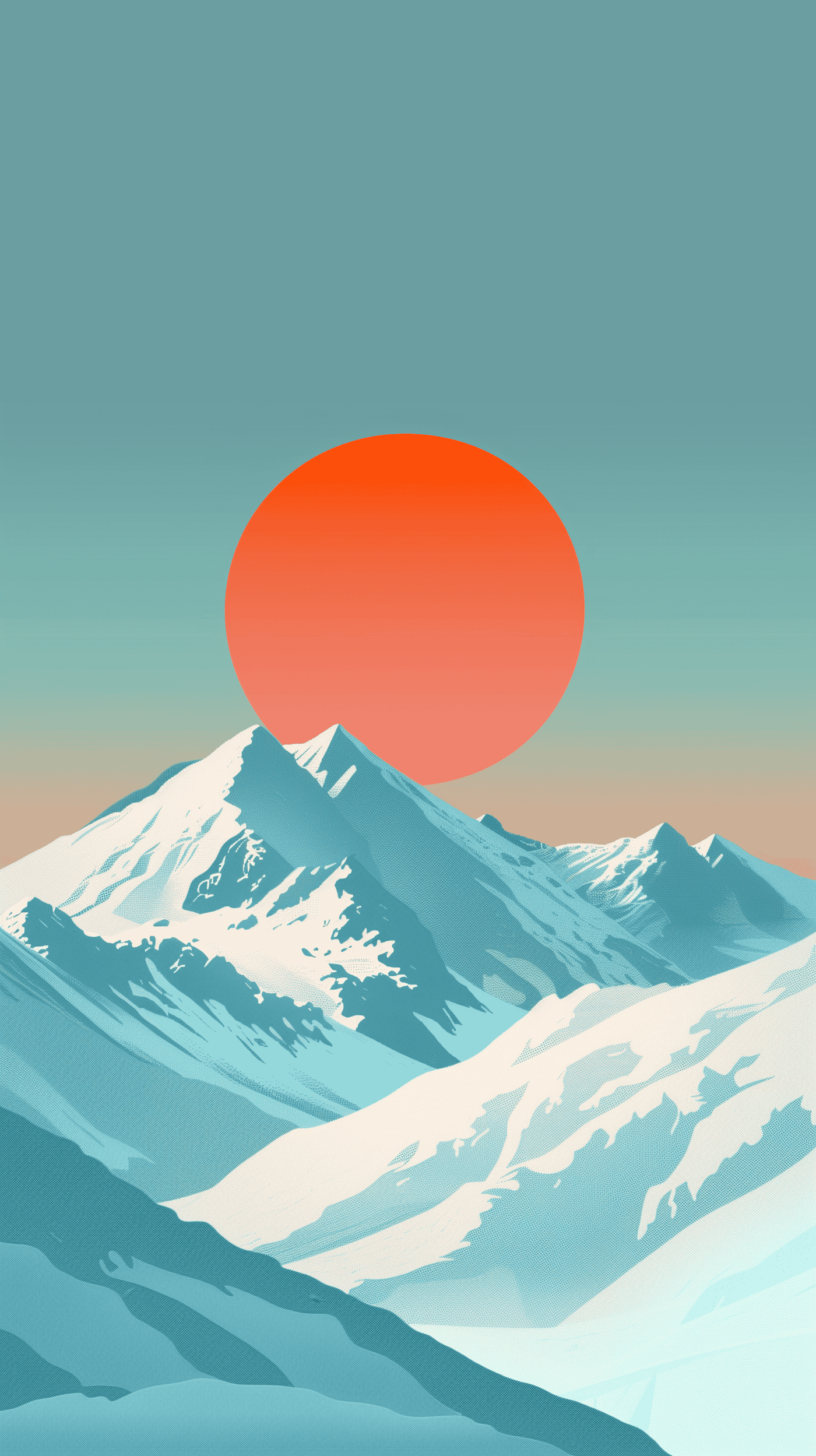 Mountains and Sun Abstract Landscape