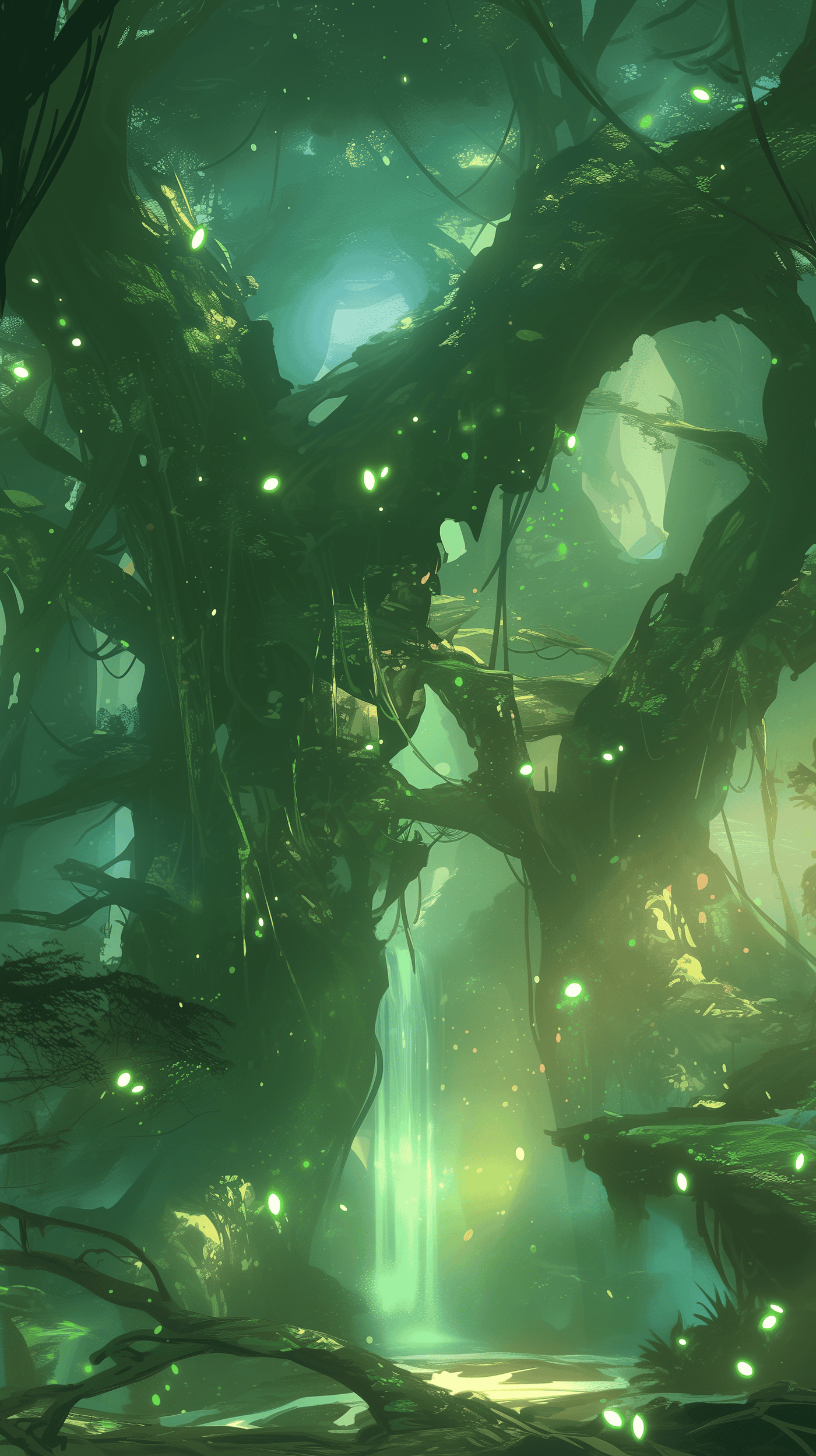 Fantasy Green Forest Illustration