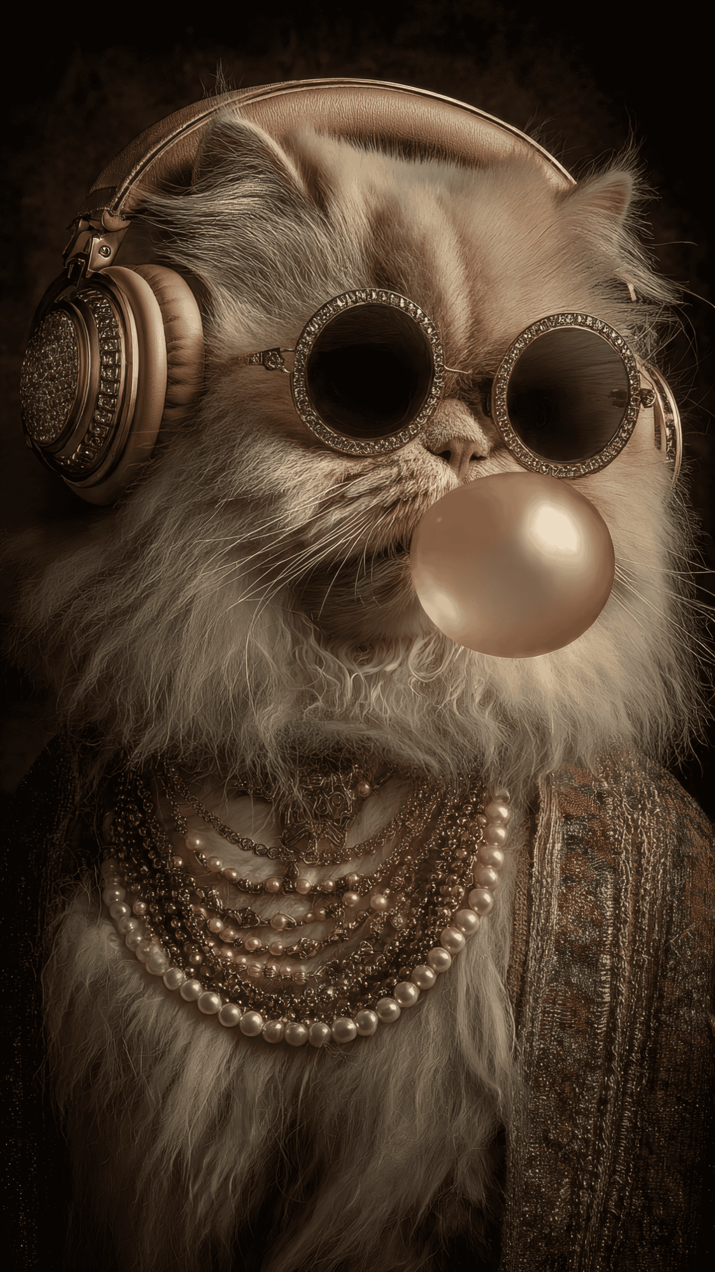 A Persian Cat Wearing Golden Jewelry Diamond Studded 1