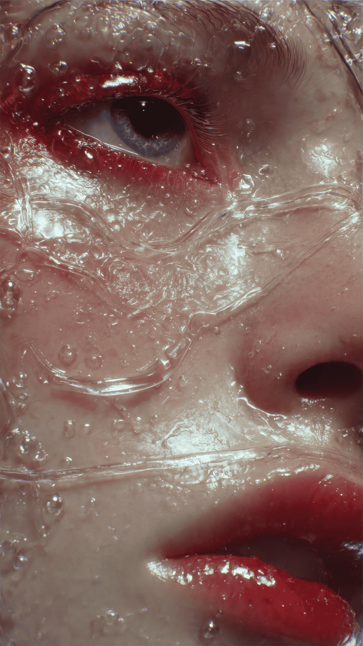 A Vertical Hyper Realistic Extreme Close up of A