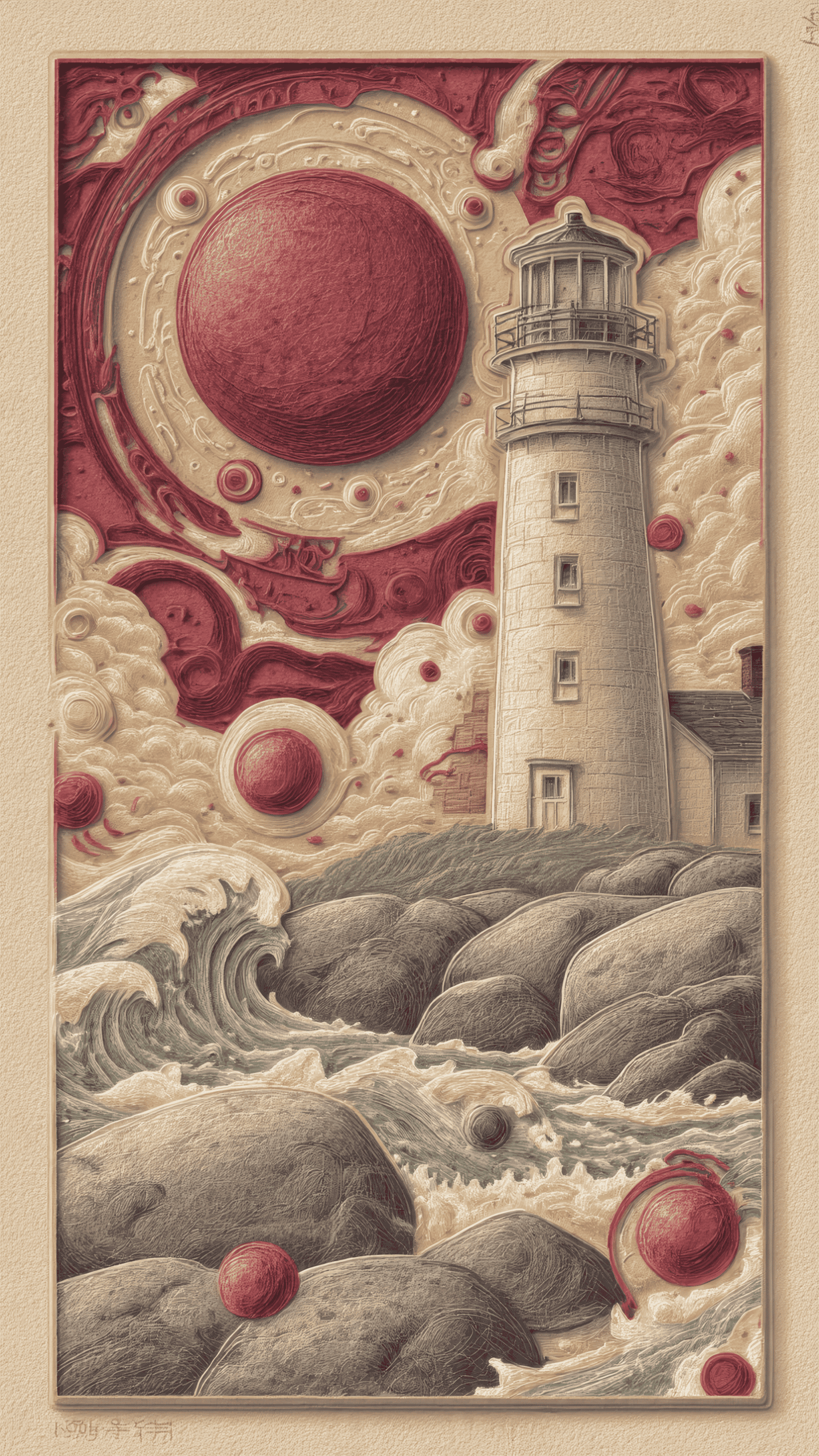 A Vertical Illustration in a Richly Textured 22