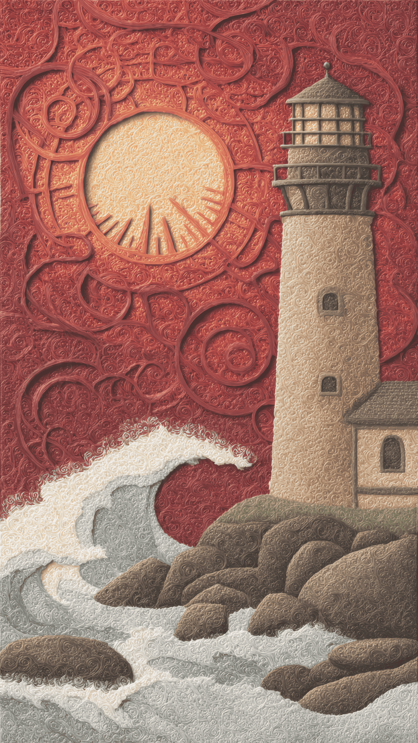 A Vertical Illustration in a Richly Textured 23