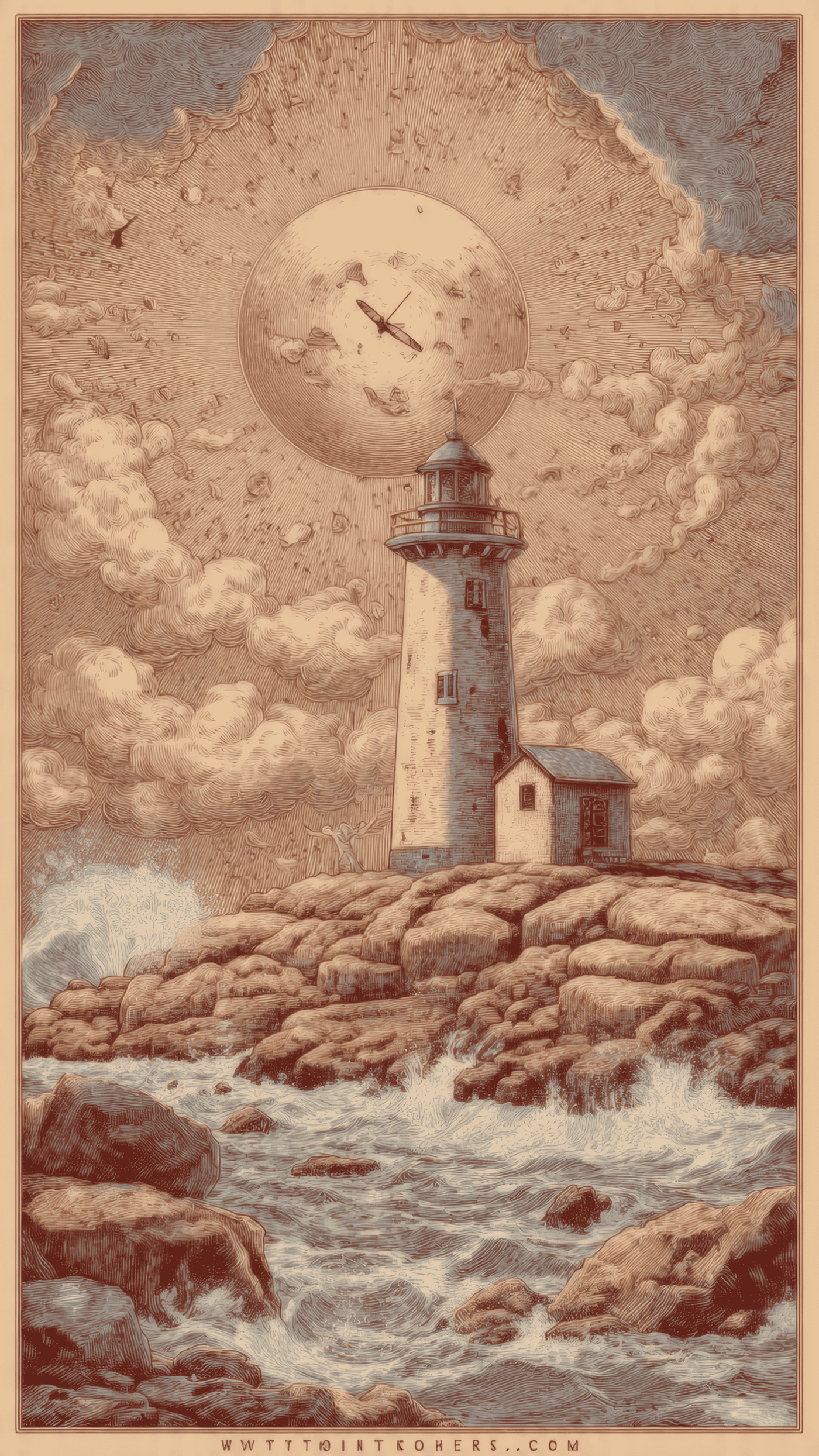 A Vertical Illustration in a Richly Textured 32