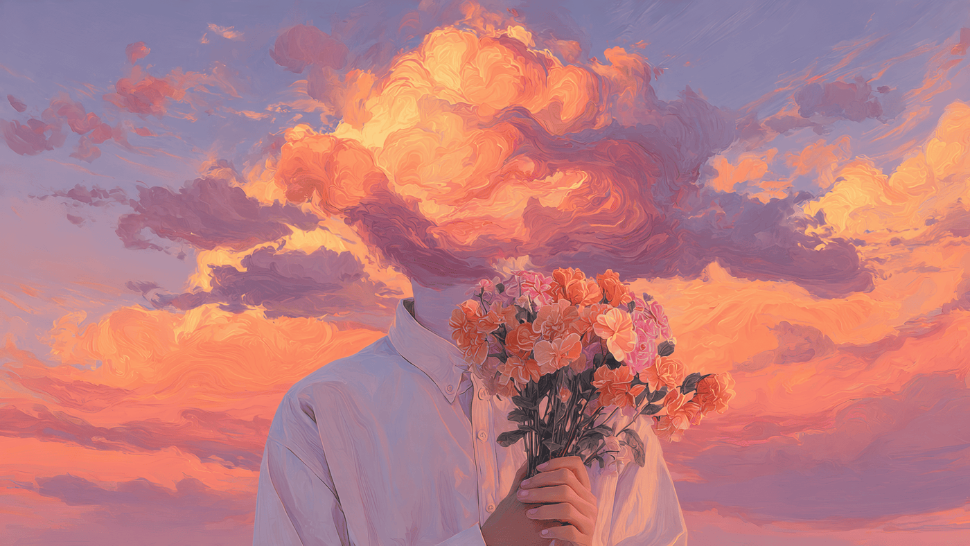 Cloud Head Flower Bouquet Art