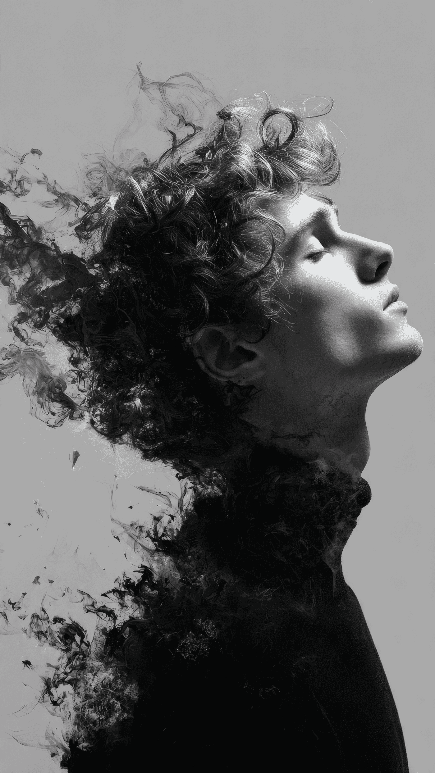 Monochrome Portrait with Smoke Effect