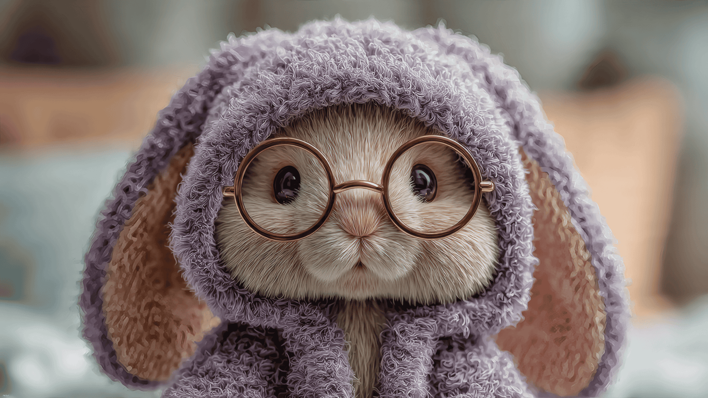Adorable Bunny with Glasses in Hoodie