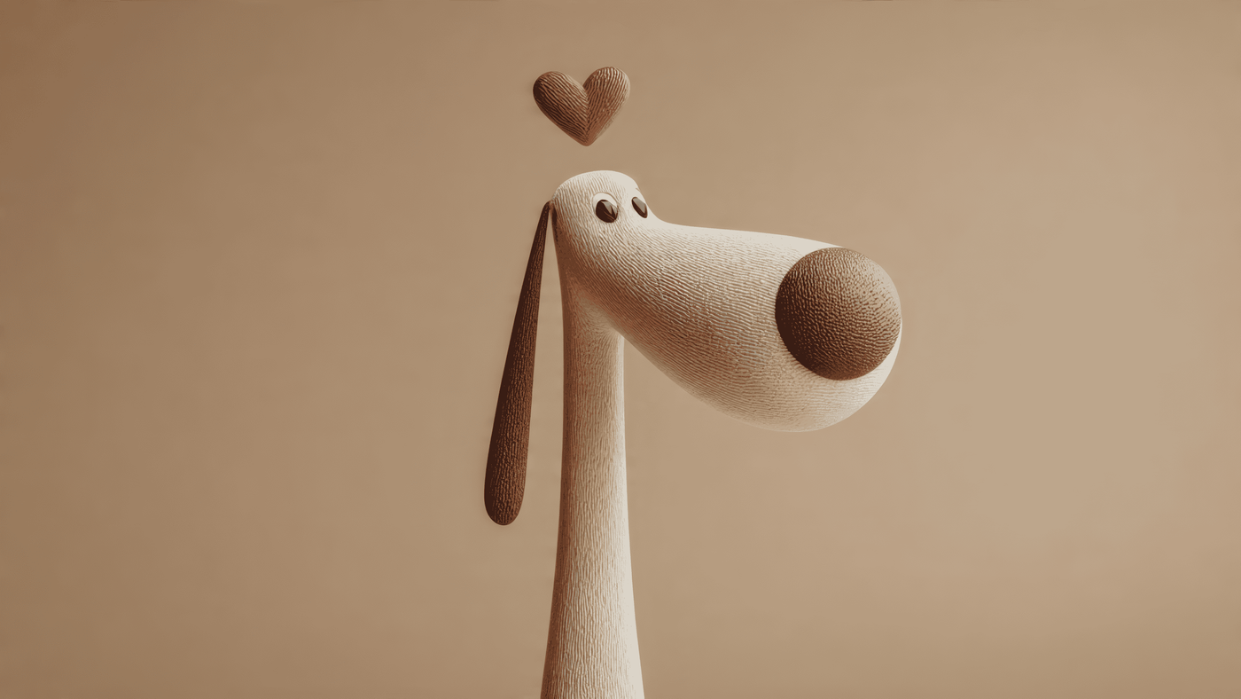 Cartoon Dog Love Heart Minimalist Design