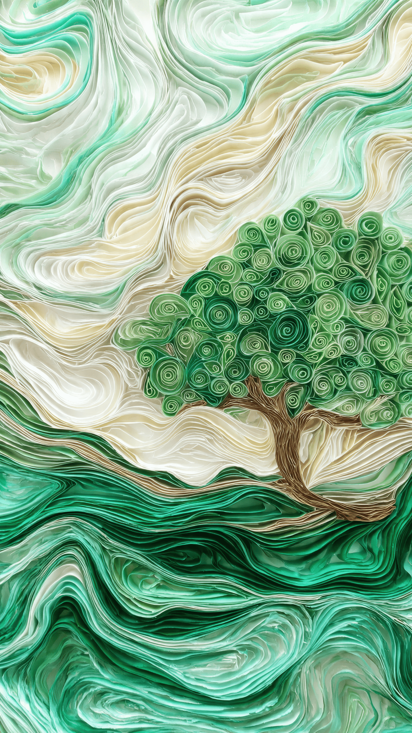 Abstract Green Tree Paper Art