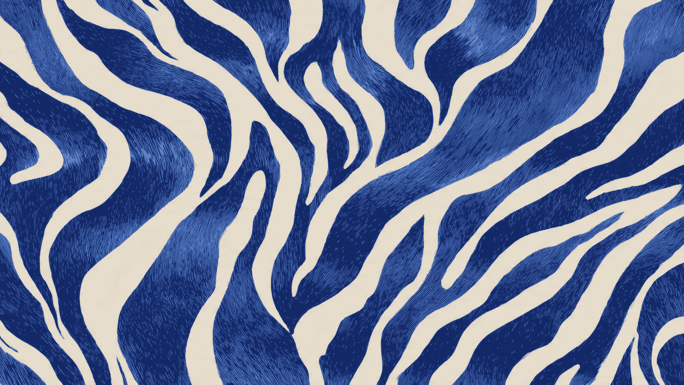 Blue and Beige Abstract Zebra Pattern