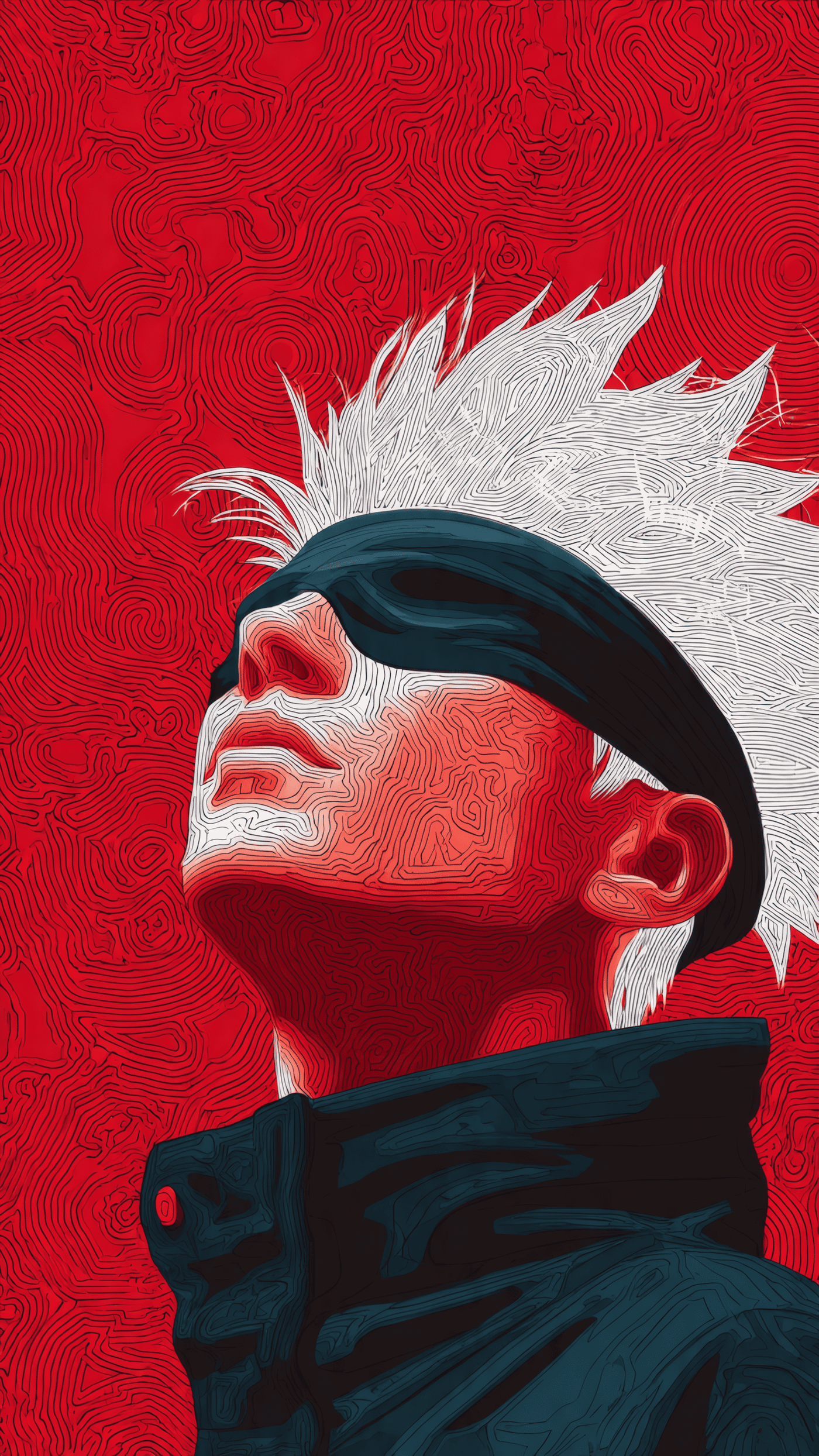 Artistic Man Portrait with Red Background