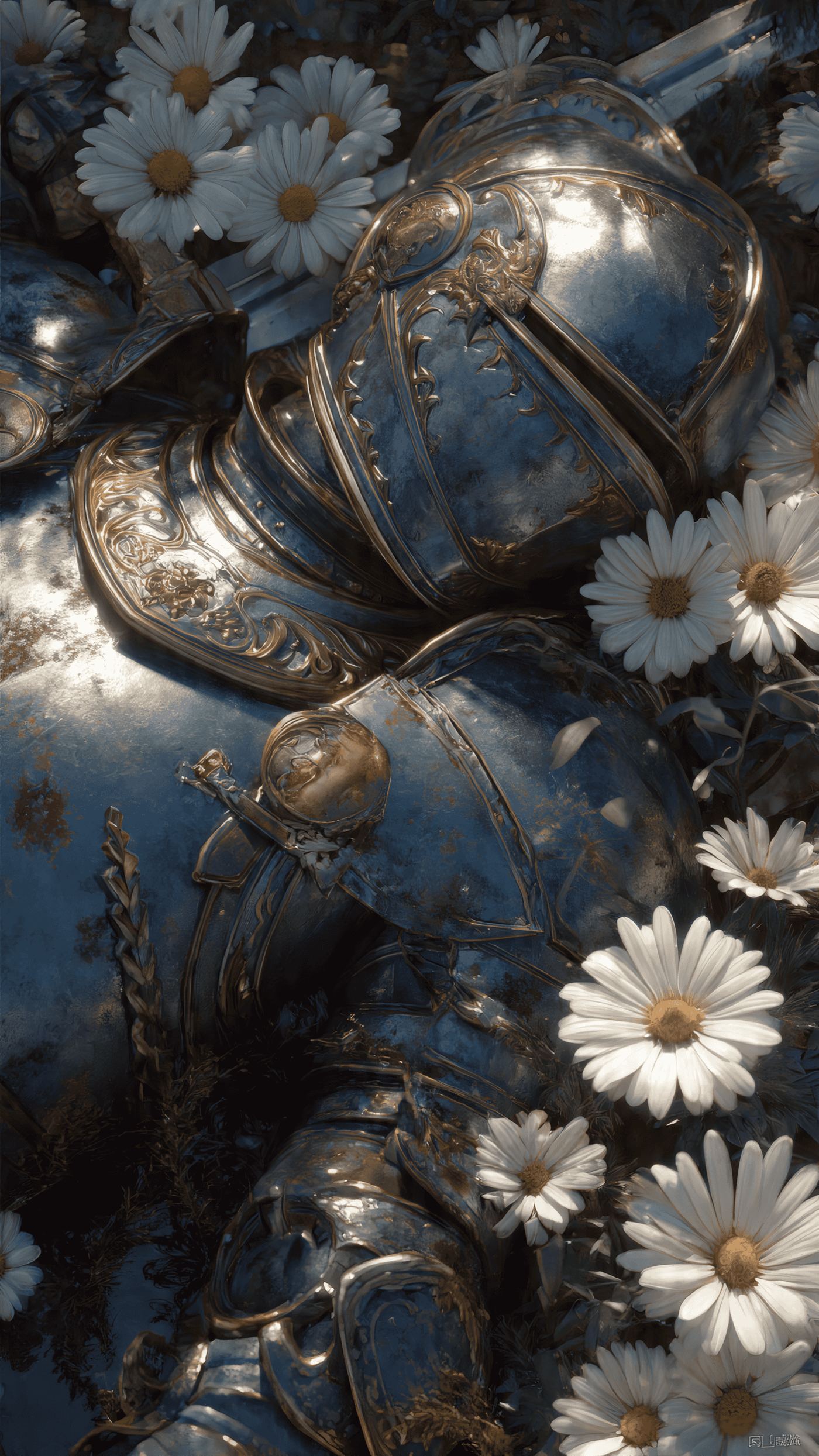 Antique Armor with Daisies