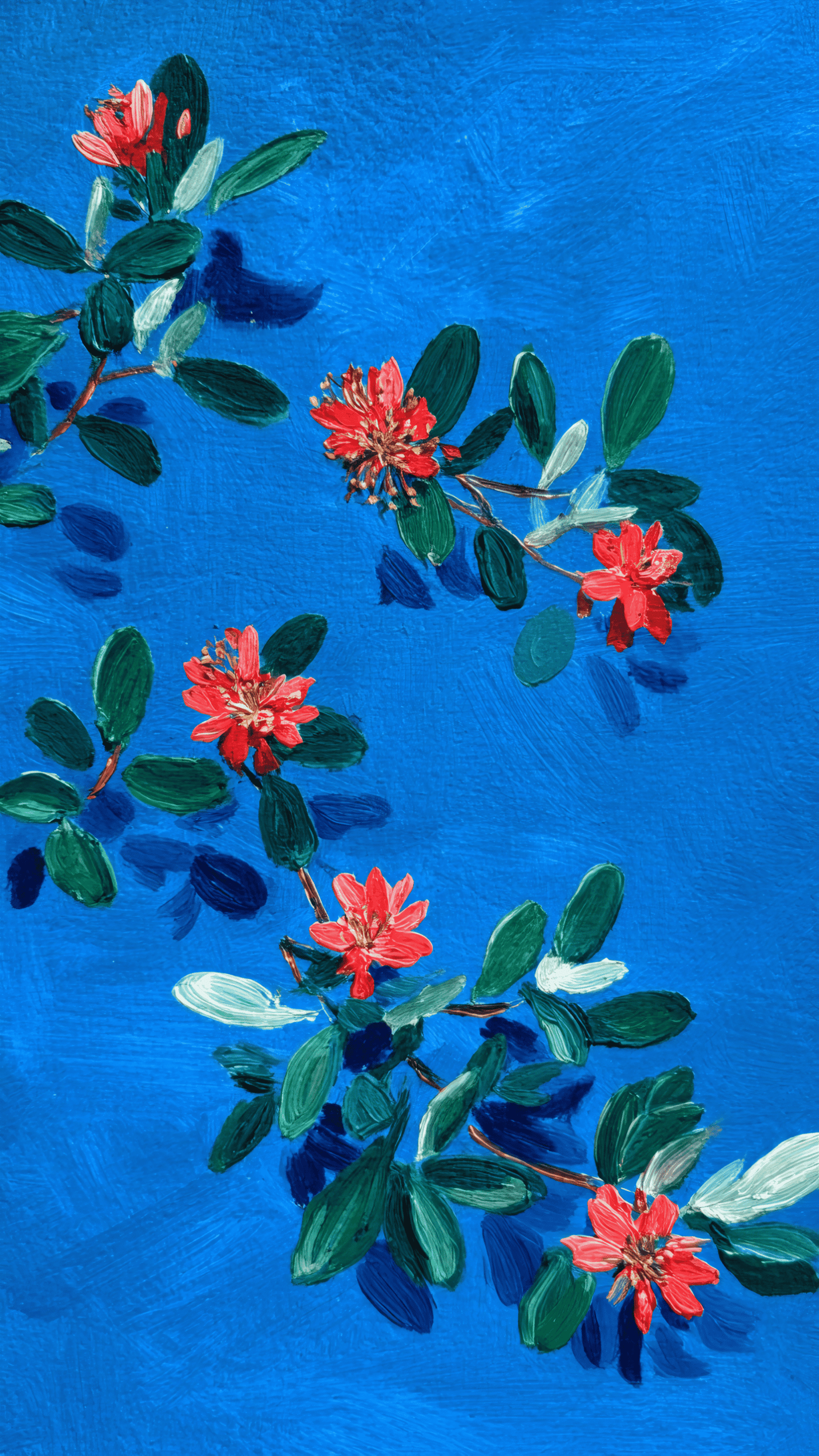 Floral Art on Blue Background