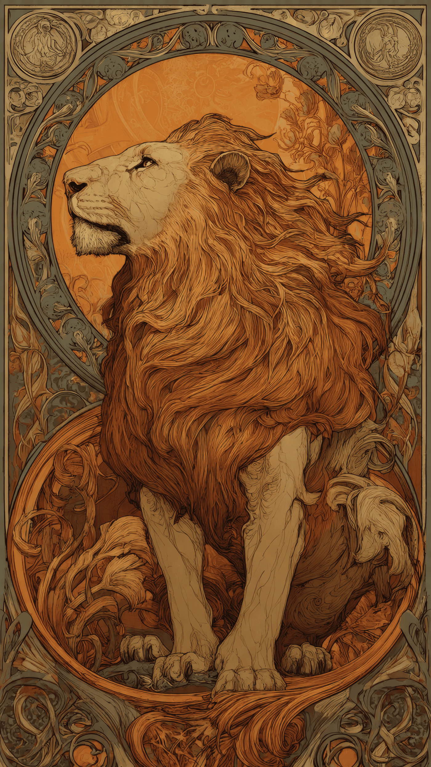 Lion Art Nouveau Vintage Illustration