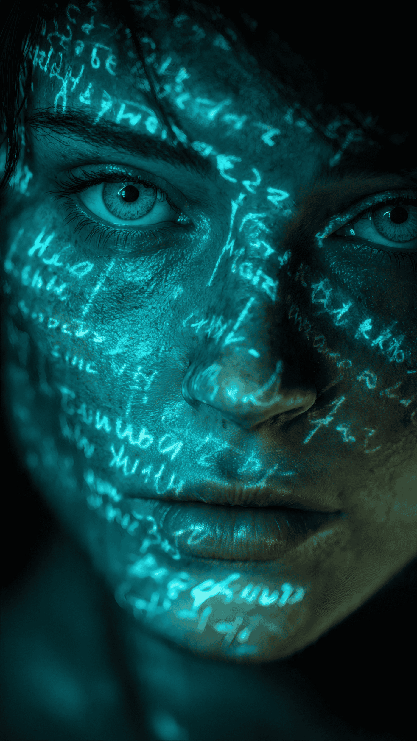 Face Projected with Writing