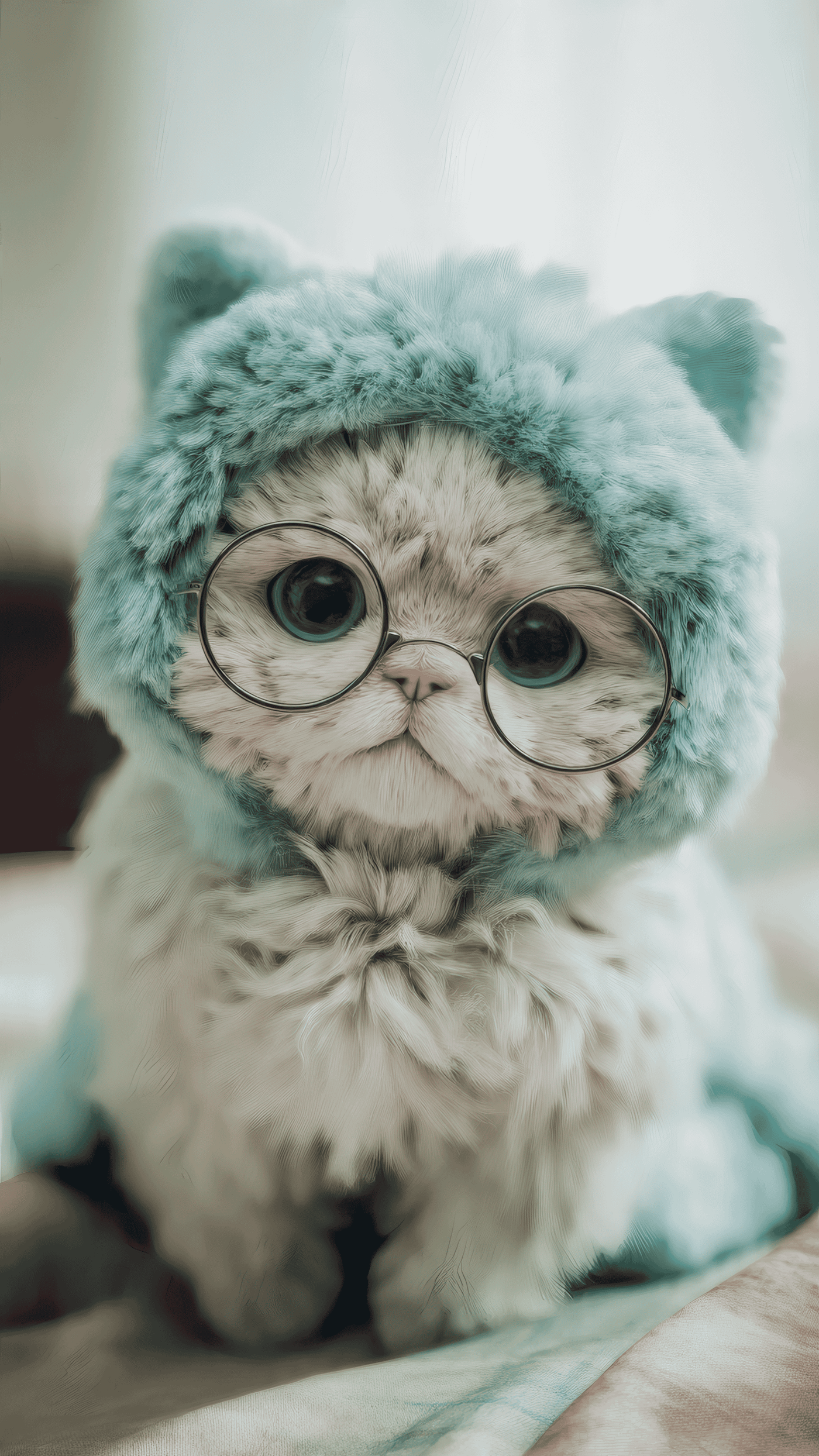 Cat with Glasses and a Blue Hoodie