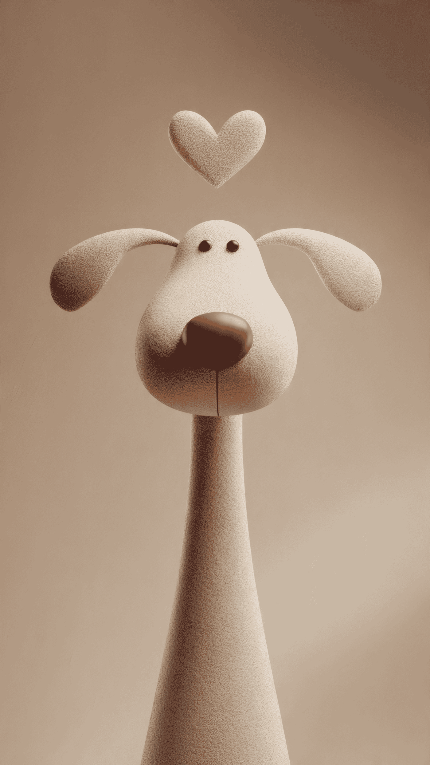 Cartoon Dog with Heart Love Design