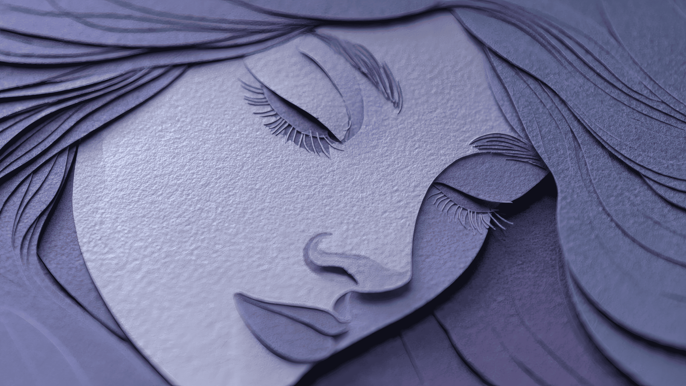 Paper Art of Woman Face and Hair