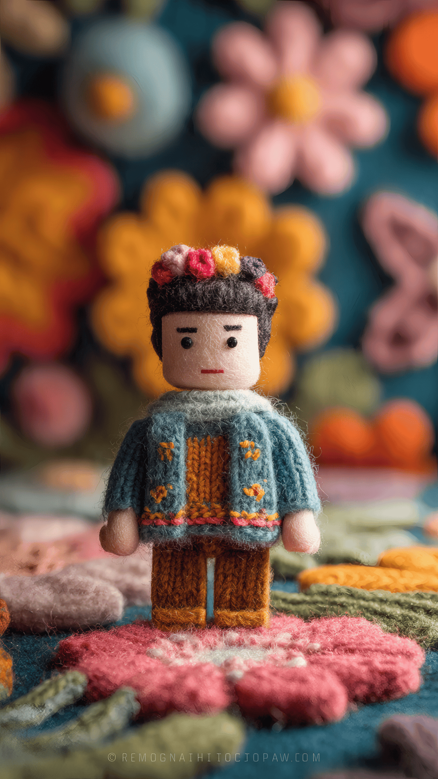 Frida Kahlo Crocheted Doll