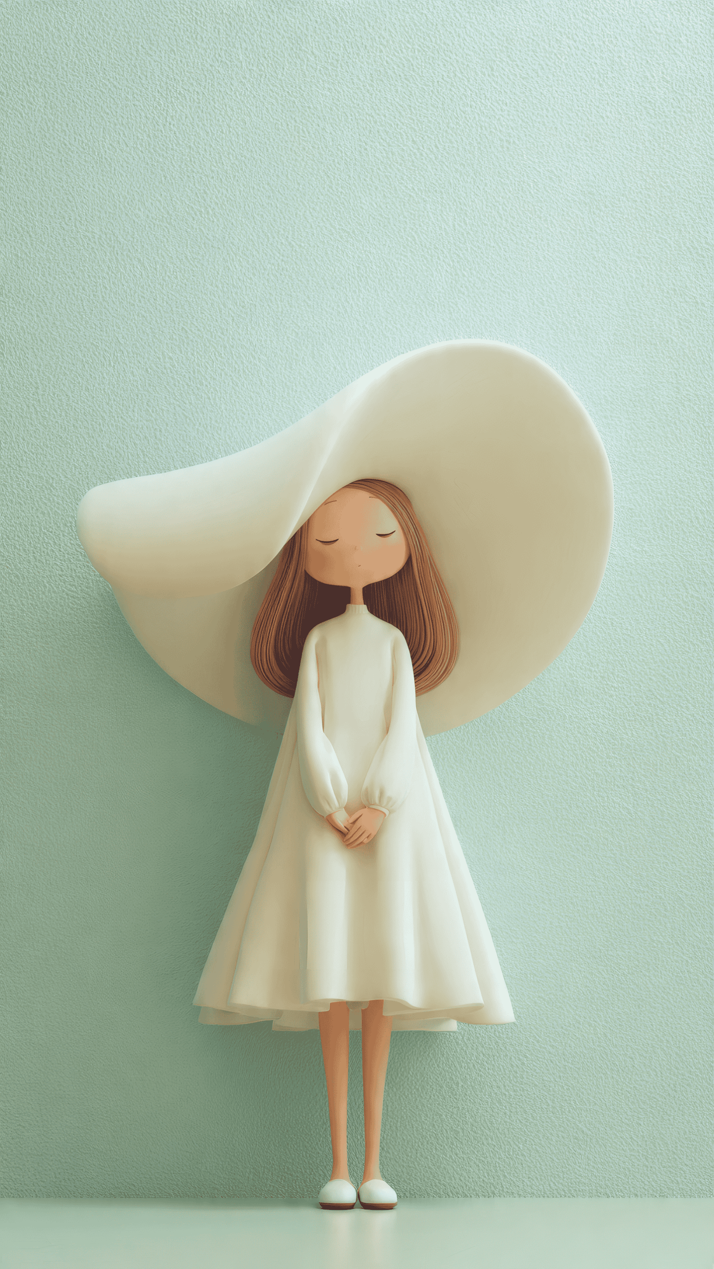 Minimalist Woman Illustration in White Dress