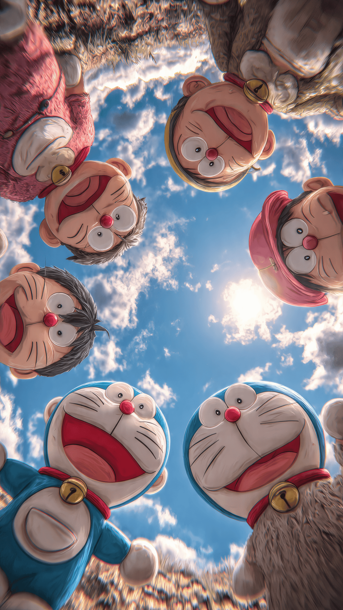 Doraemon Characters Looking Down at Viewer