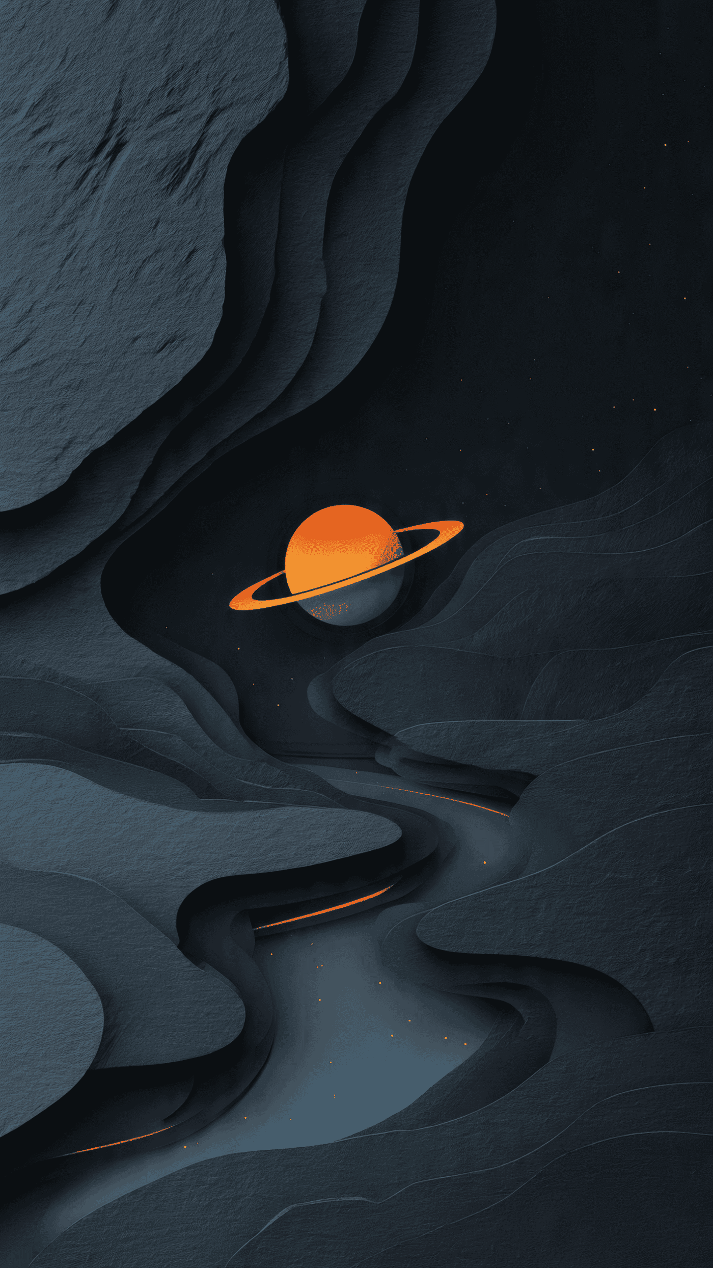 Abstract Saturn Planet Digital Landscape Art