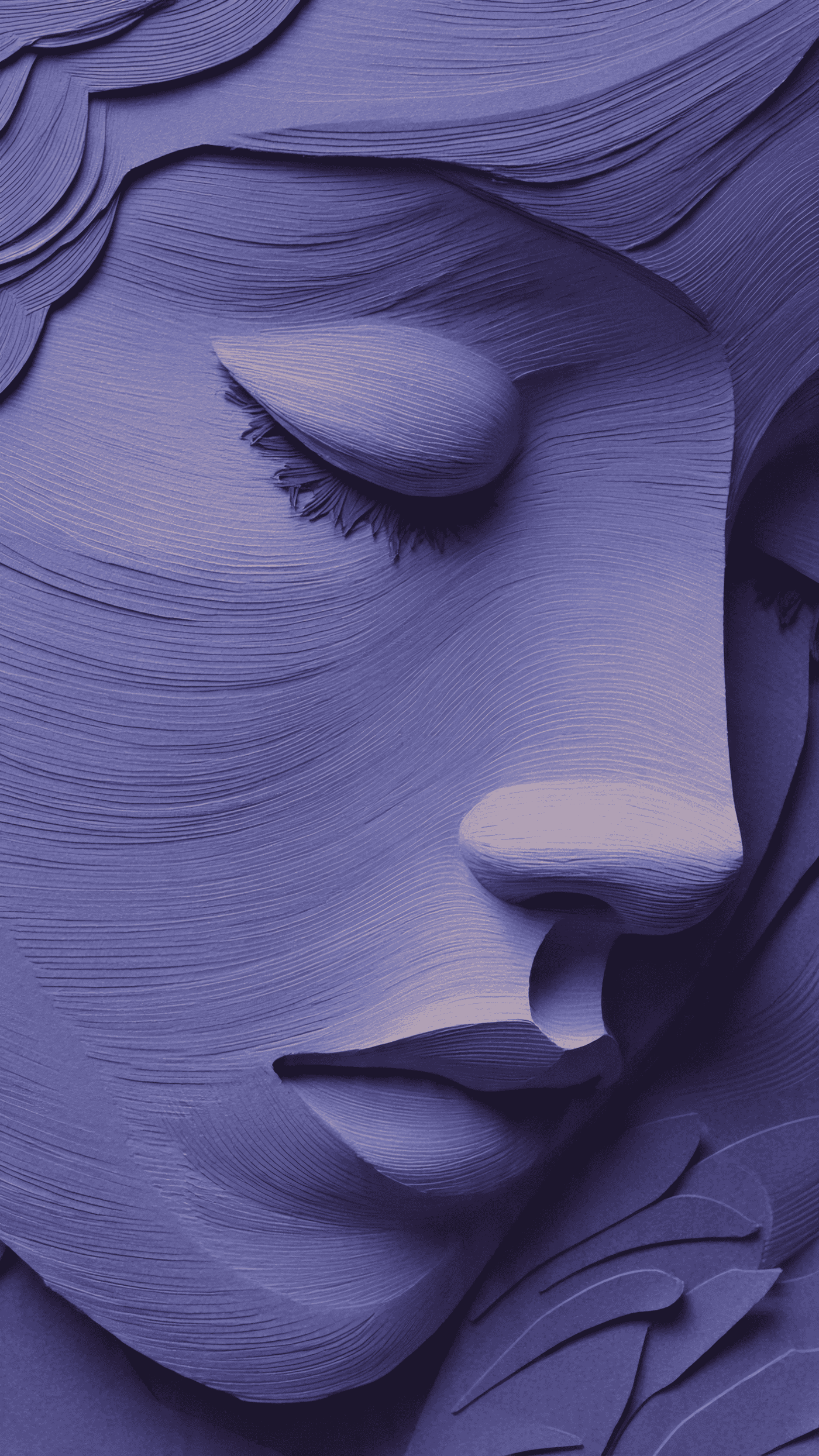 Paper Art Woman's Face Sculpture Portrait