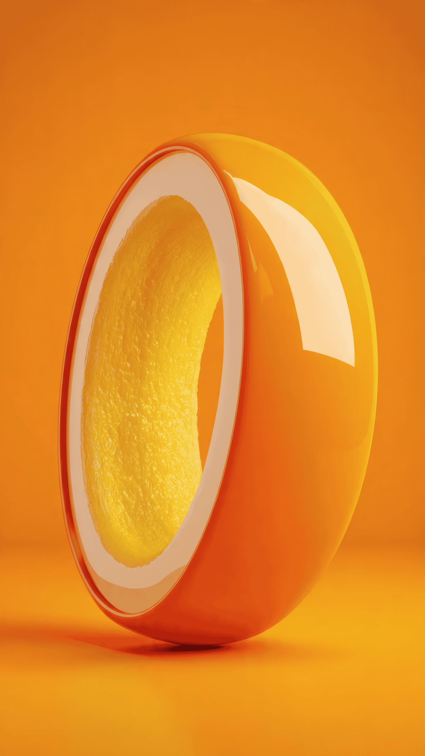 Abstract Orange Sphere Cutaway View