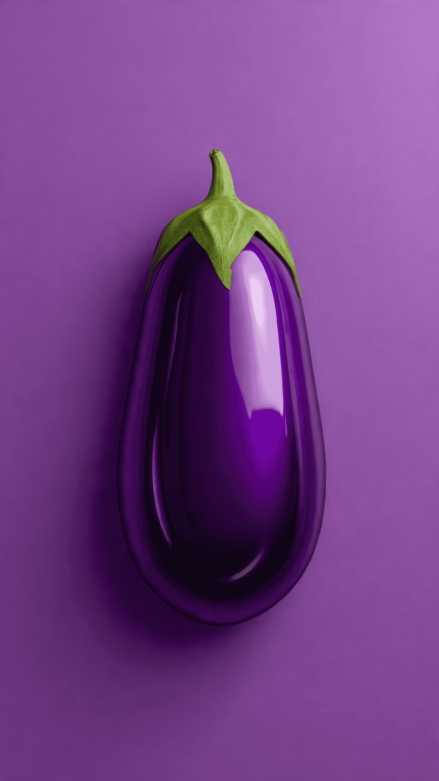 Single Eggplant on Purple Background