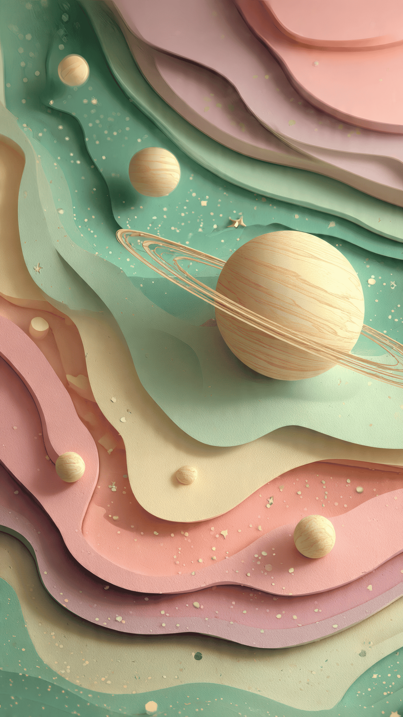 Pastel Planet Paper Cut Abstract Art