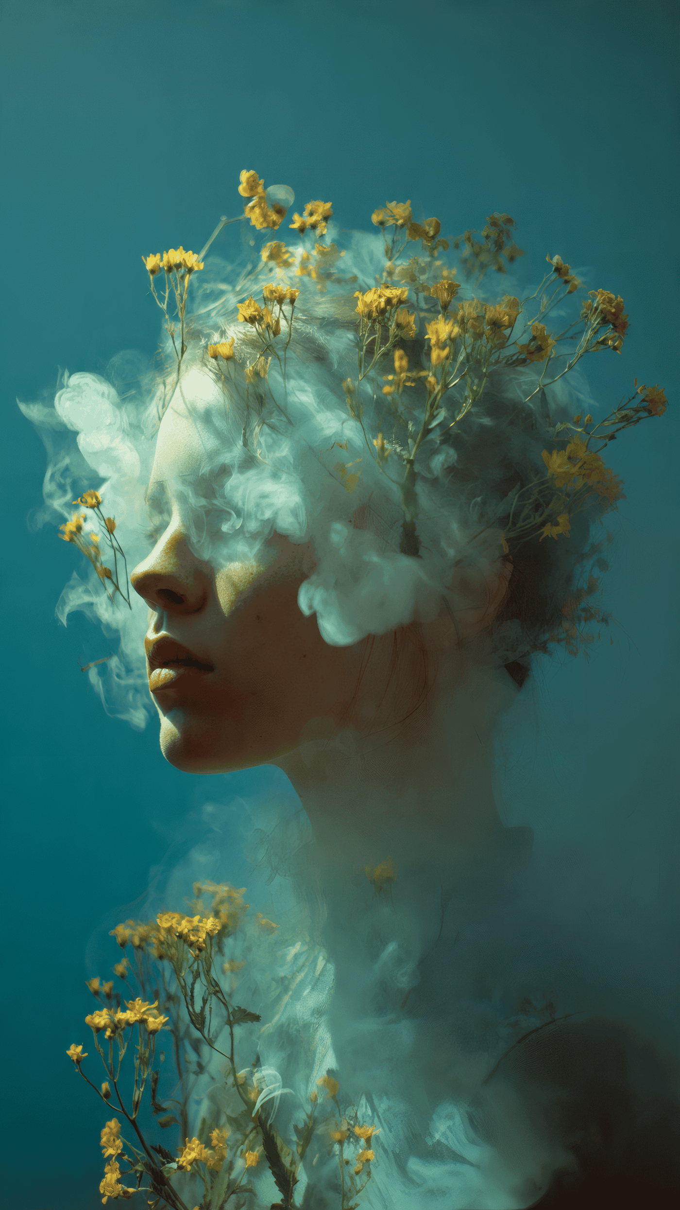 Ethereal Beauty Flowers and Smoke