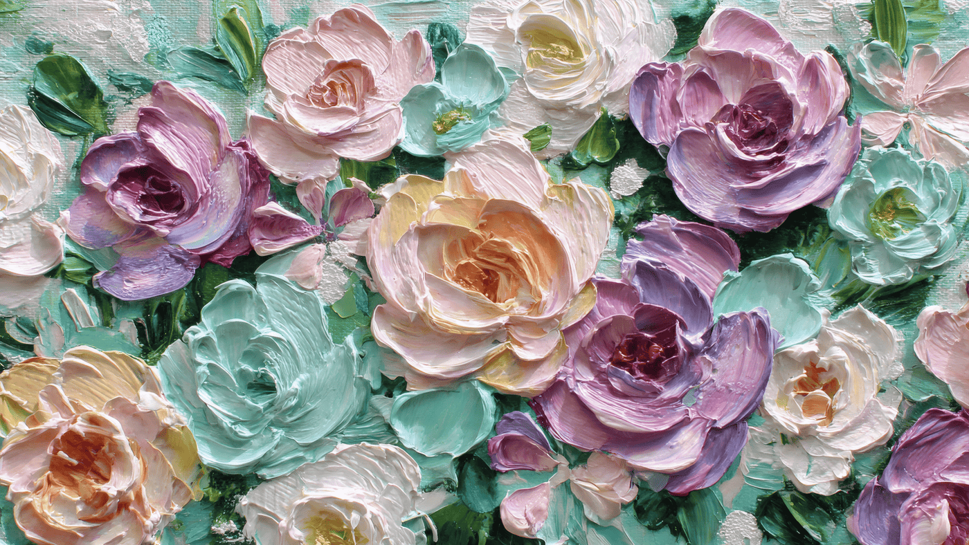 Abstract Floral Oil Painting Close Up