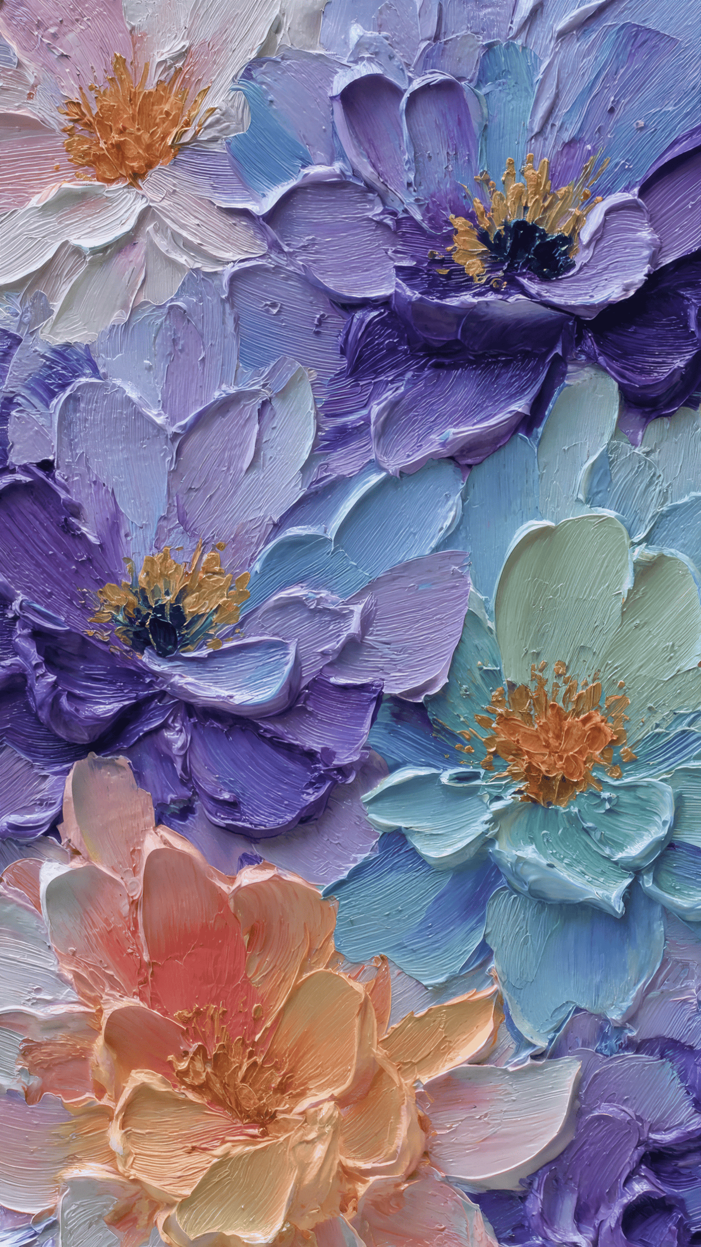 Thick Impasto Floral Painting Rich Palette Knife