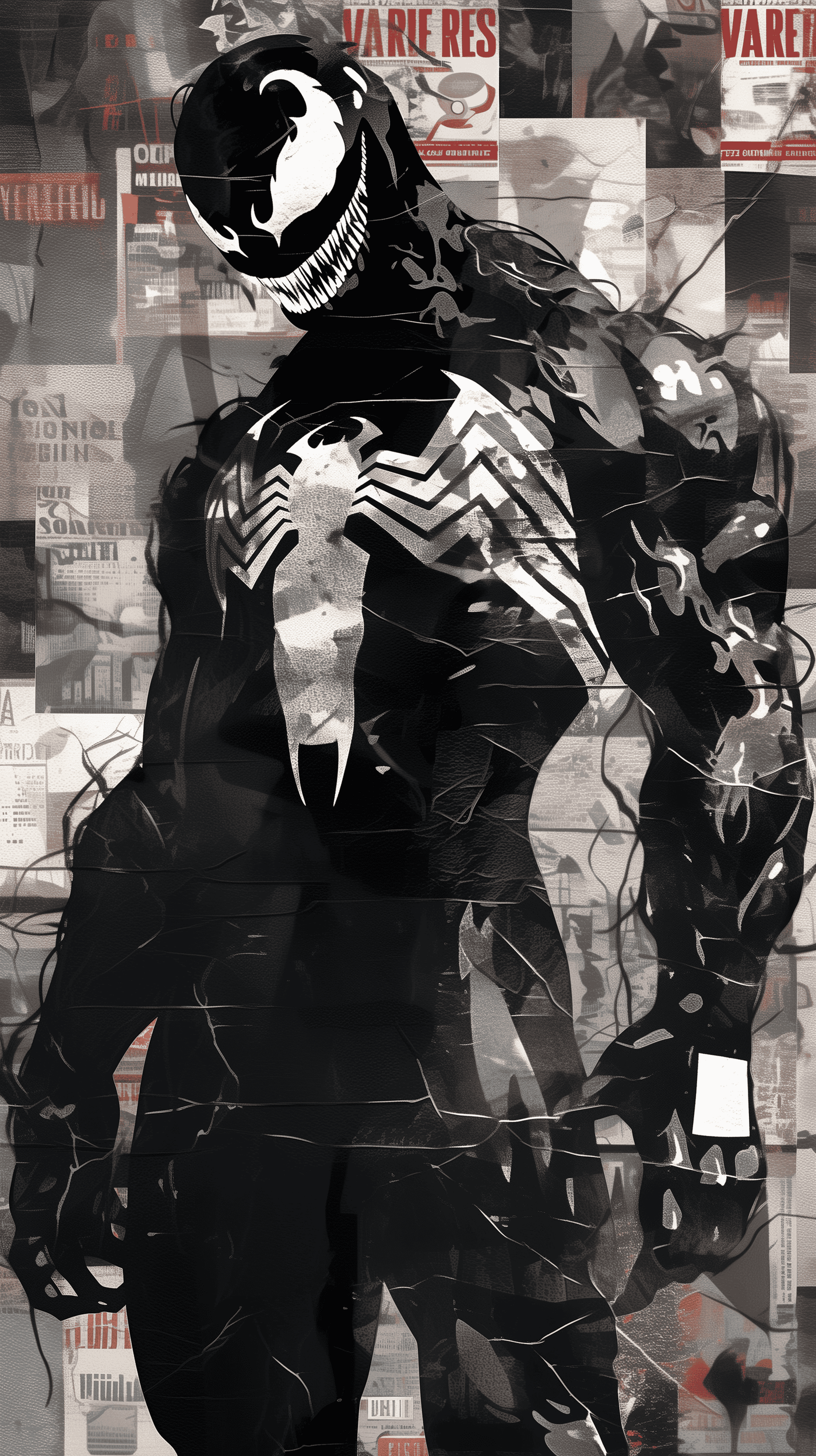 Venom Black and White Comic Art