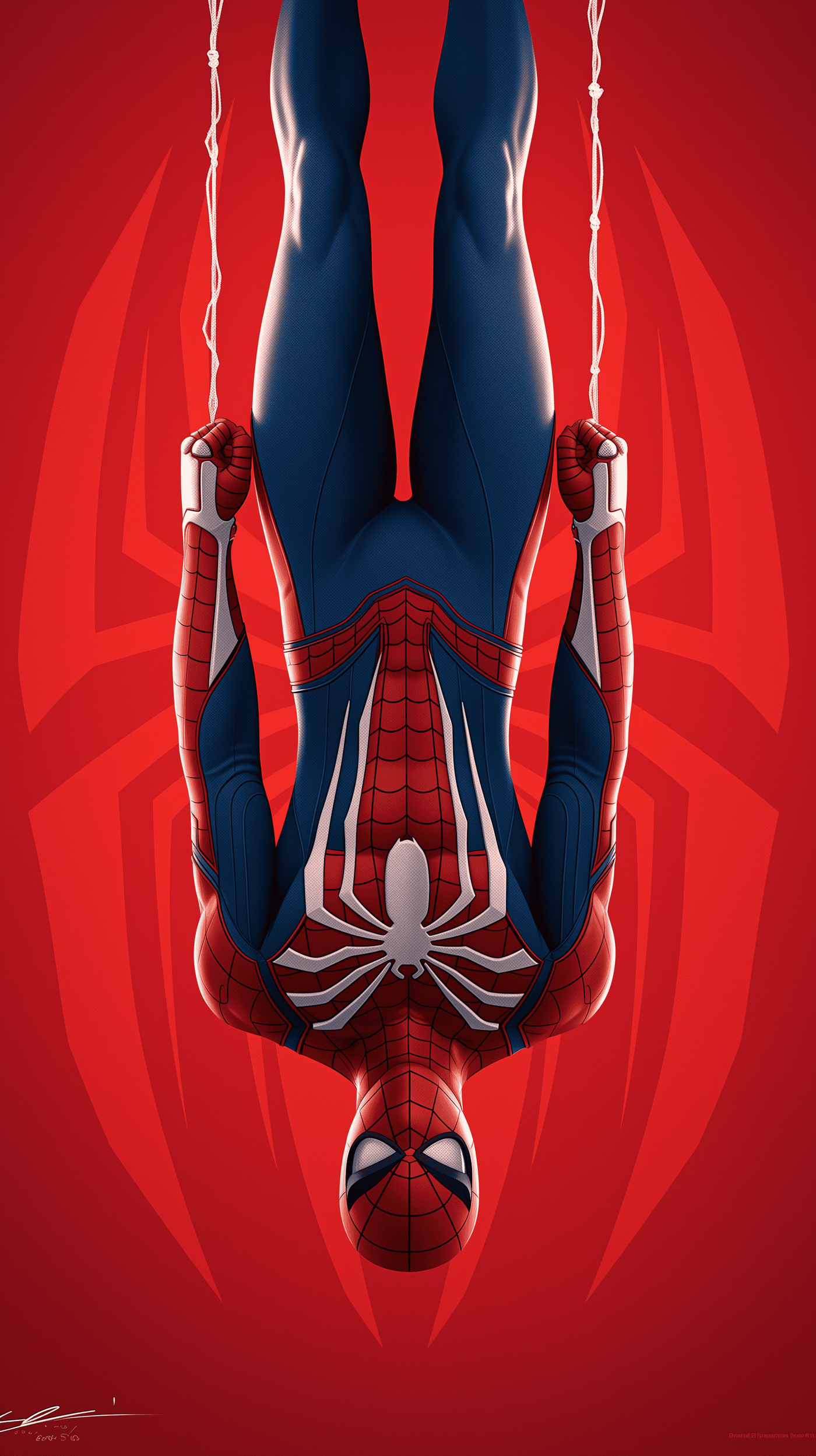 Spiderman Hanging Upside Down Illustration