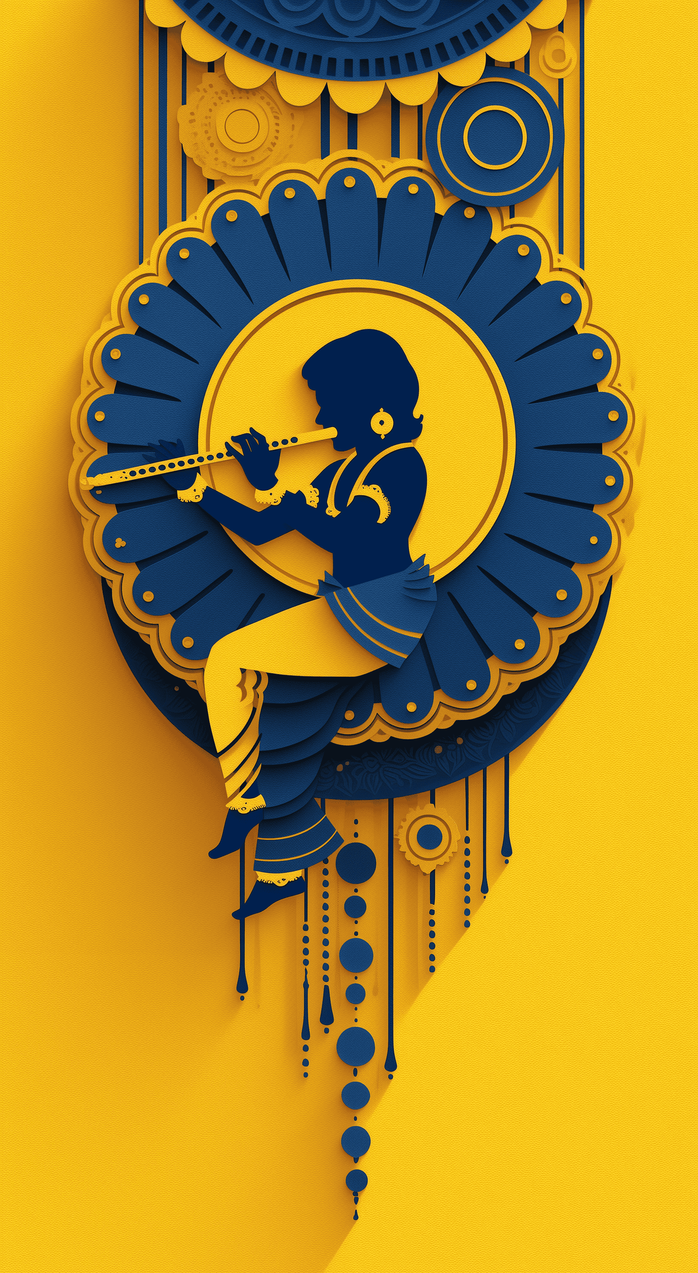 Silhouette of Indian Musician Playing Flute Wallpaper