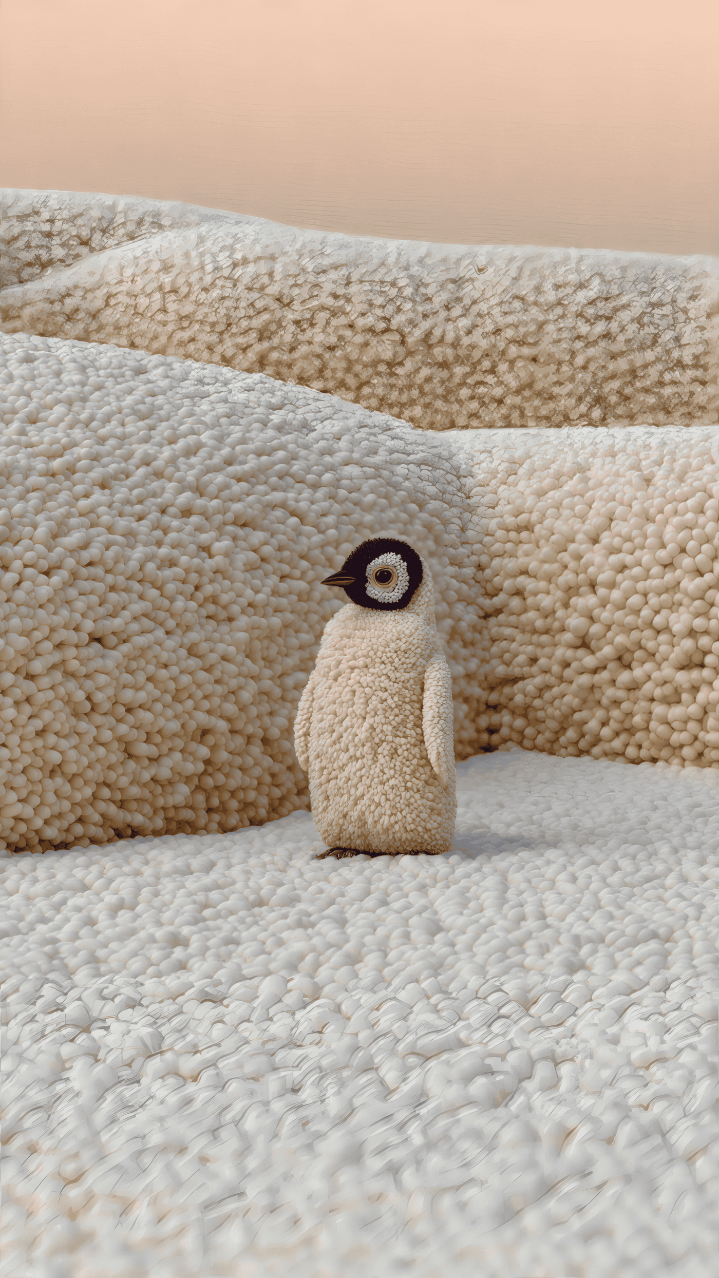 Penguin Toy on Soft Fuzz
