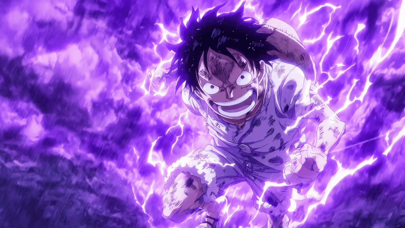 One Piece Luffy Purple Lightning Artwork