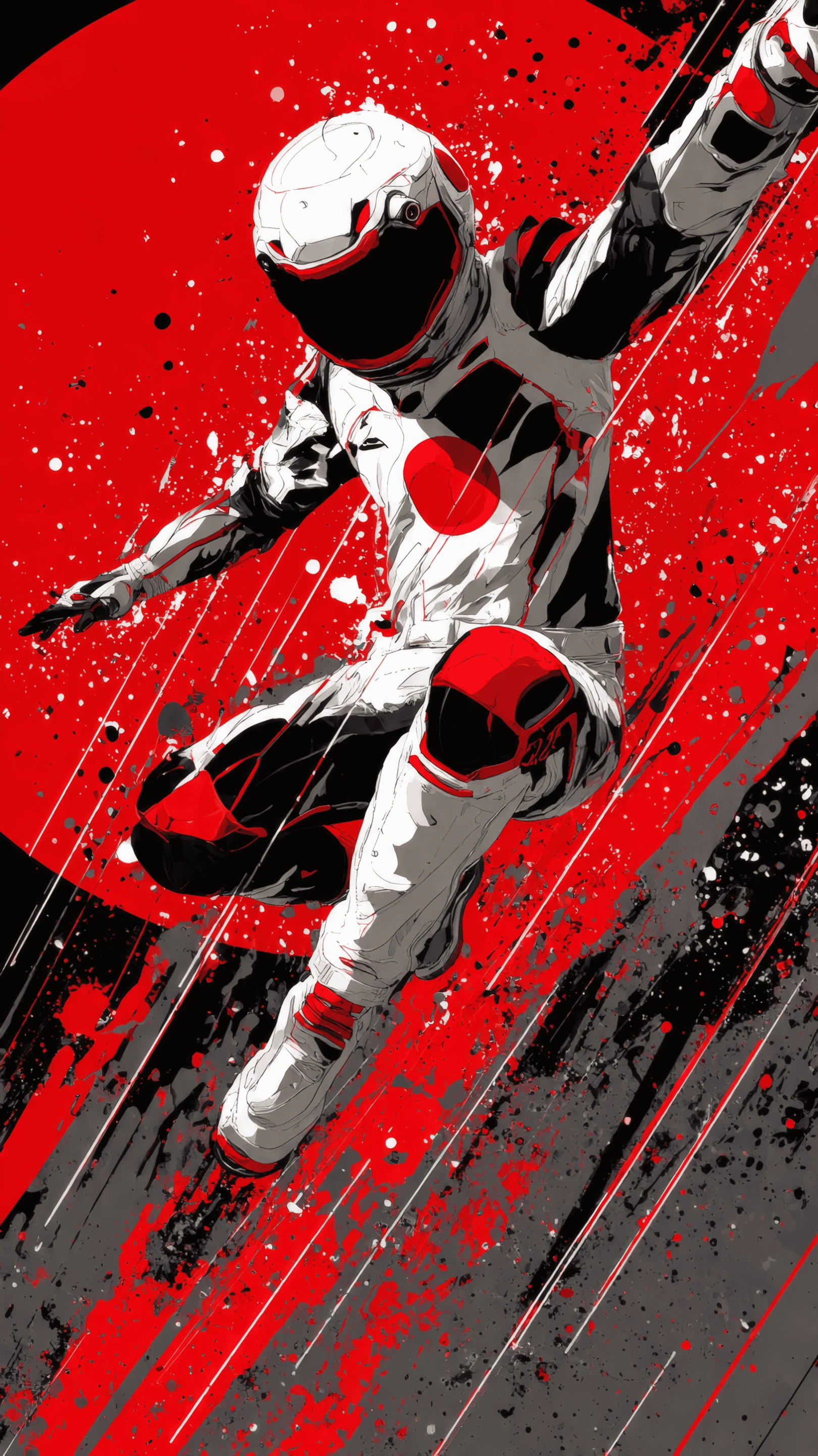 Abstract Astronaut Illustration in Red and Gray